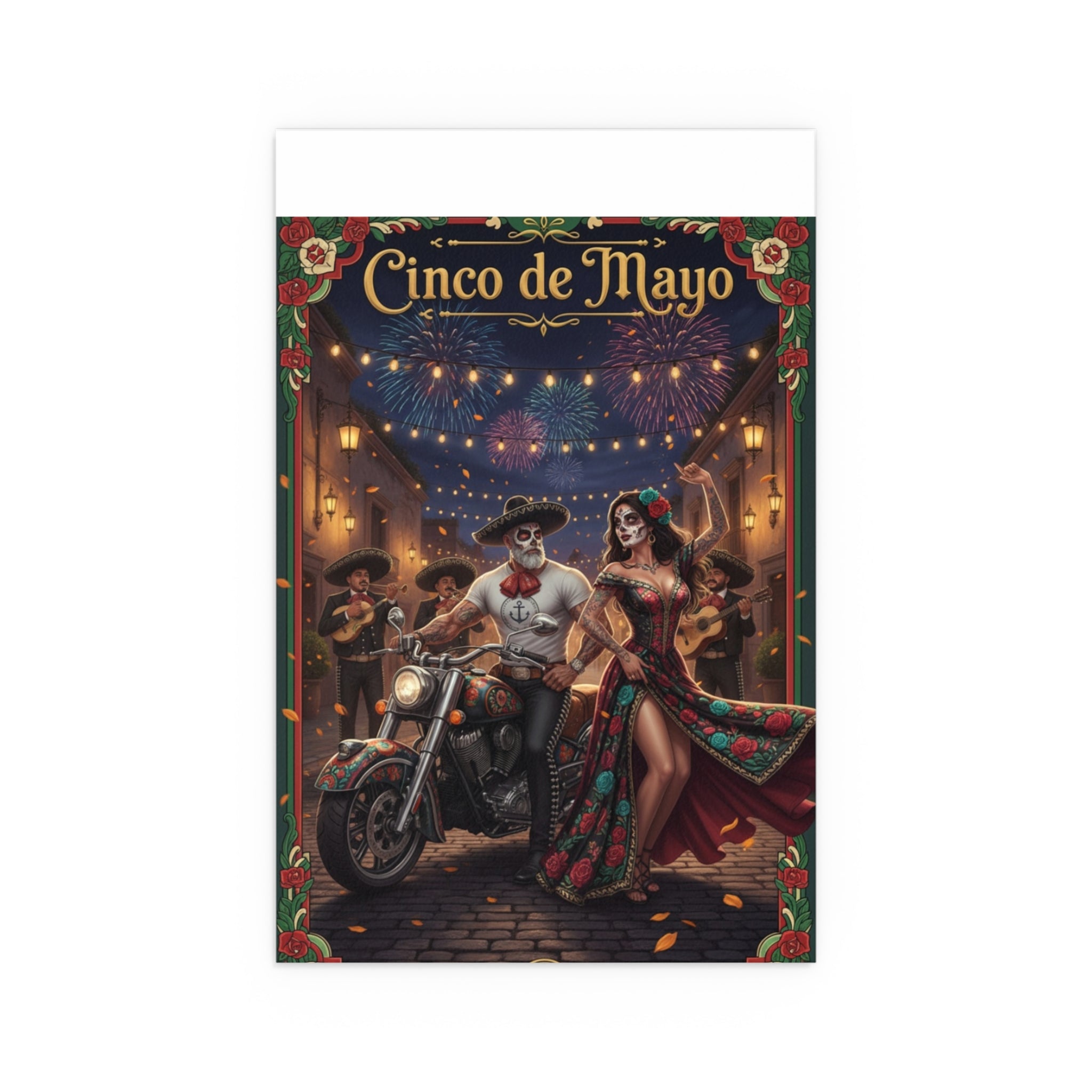 Day of the Dead Biker Silk Poster — Outdoor/Indoor Dia de los Muertos Wall Art