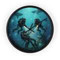 Diver Expedition Wall Clock — Vintage Deep Sea Salvage Diver Art