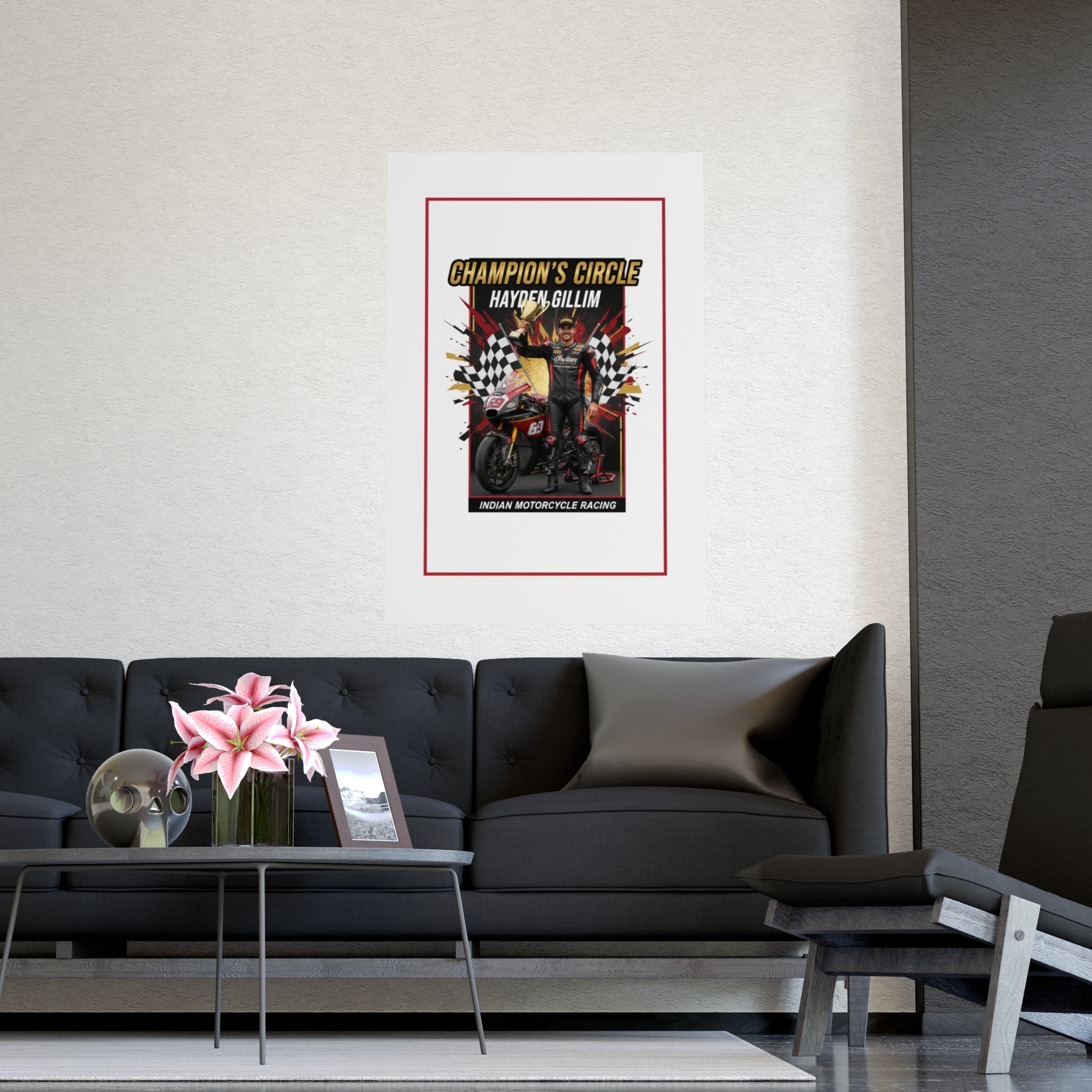 Champion's Circle Motorcycle Poster — Personalized Racing Matte Print