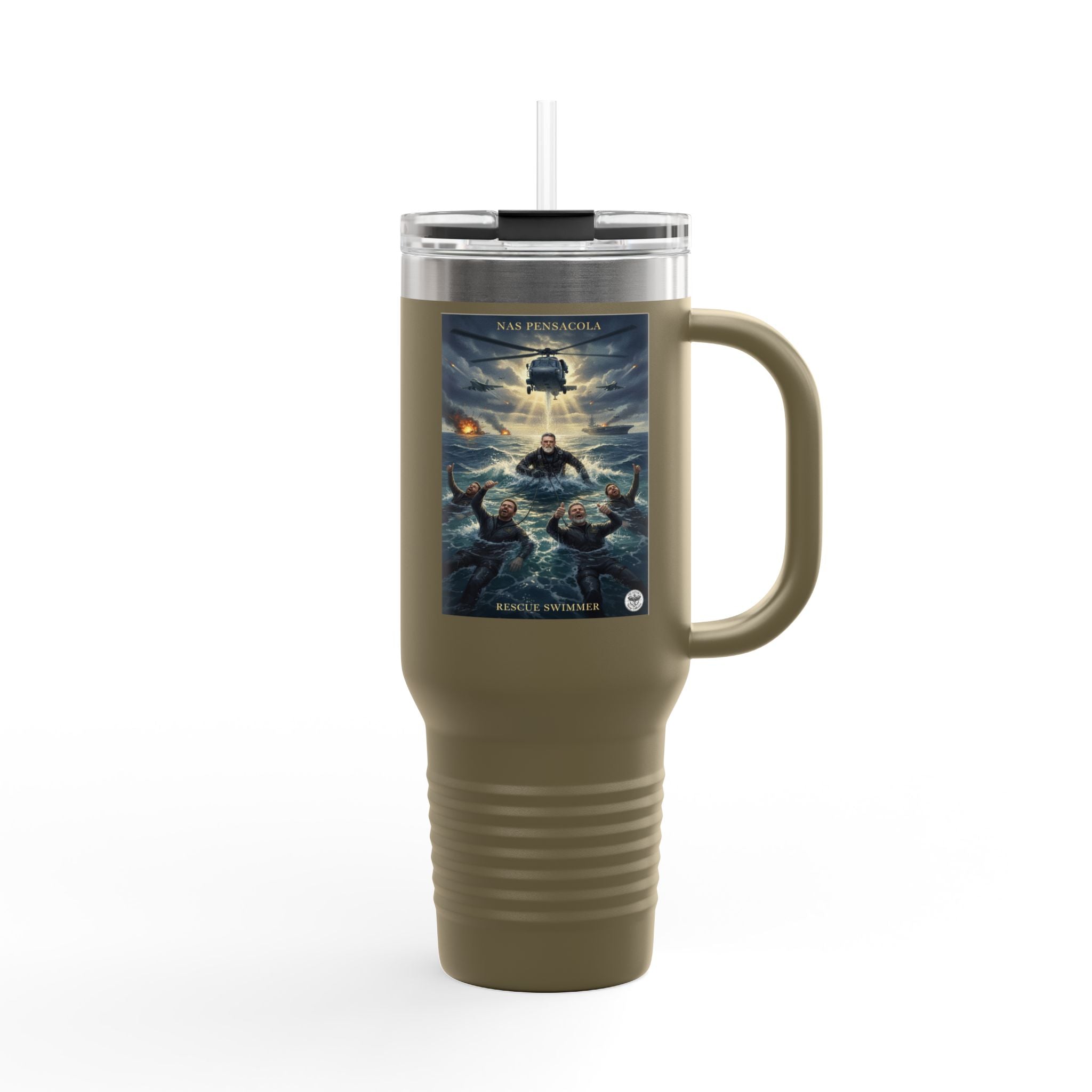40oz Insulated Travel Mug — Ocean Storm Fantasy Art
