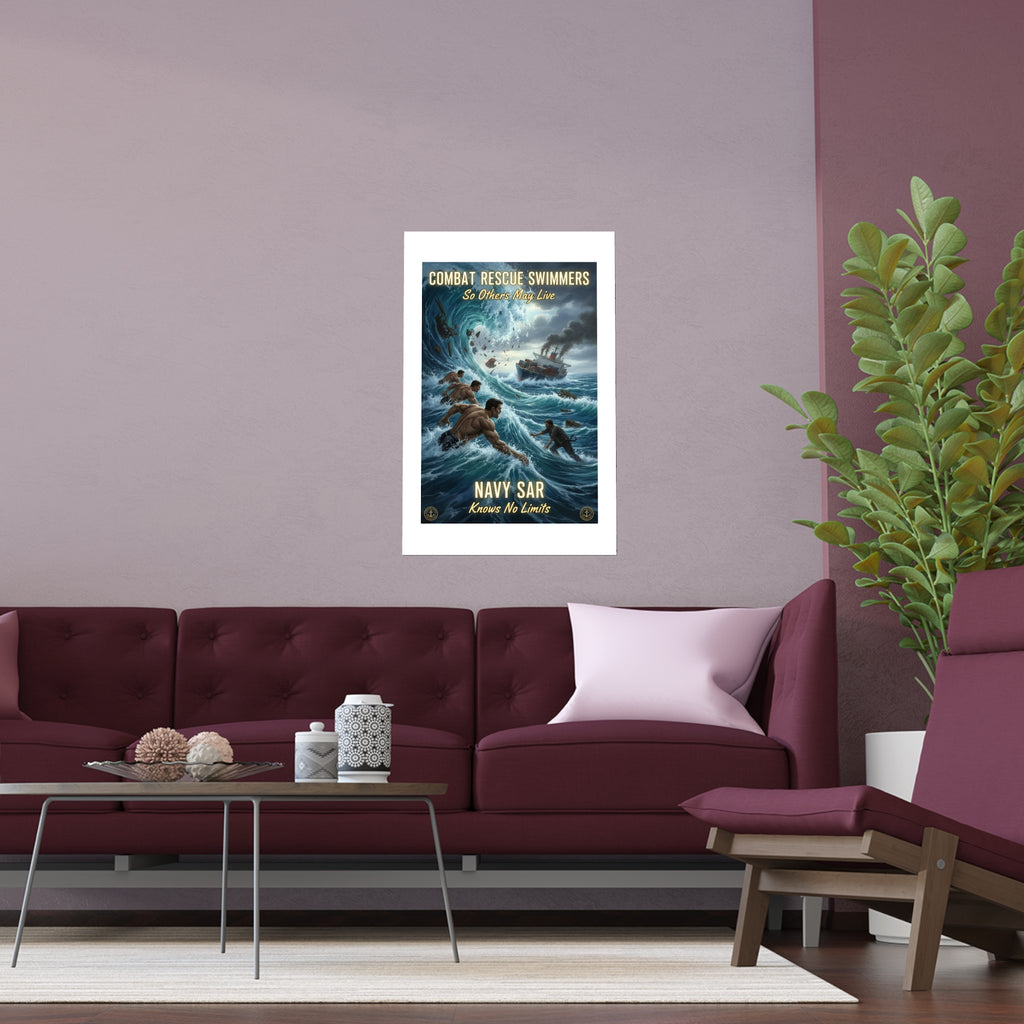 Combat Rescue Swimmers Navy SAR Silk Poster — "So Others May Live"