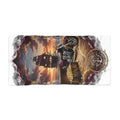 Pirate Treasure Ship Beach Towel — Vintage Compass & Skull Sunset Design