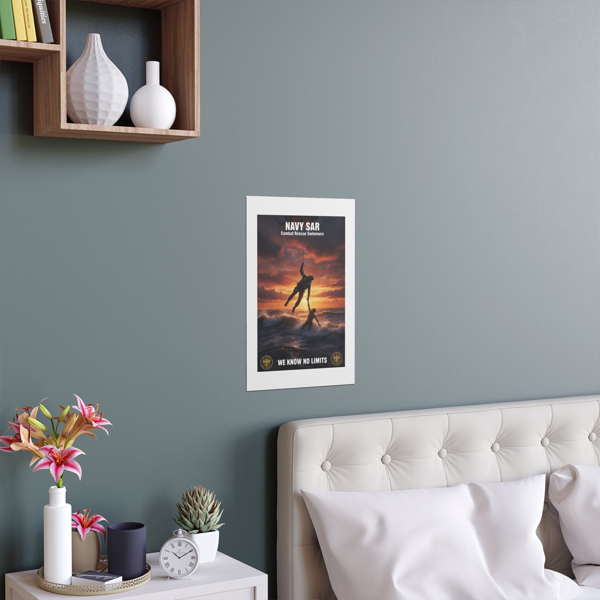 Navy SAR Combat Rescue Swimmers Silk Poster — “We Know No Limits” Indoor/Outdoor Wall Art