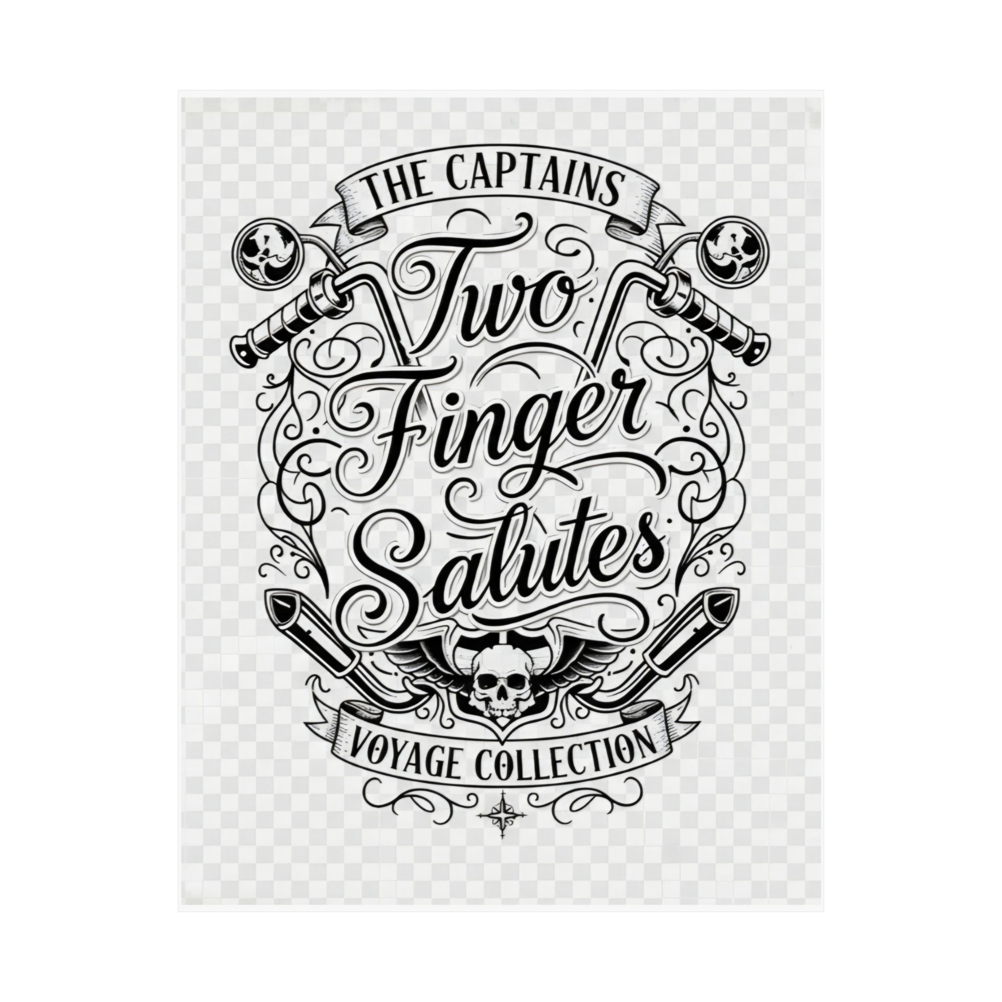 Two Finger Salutes Poster — Vintage Nautical Skull Voyage Wall Art