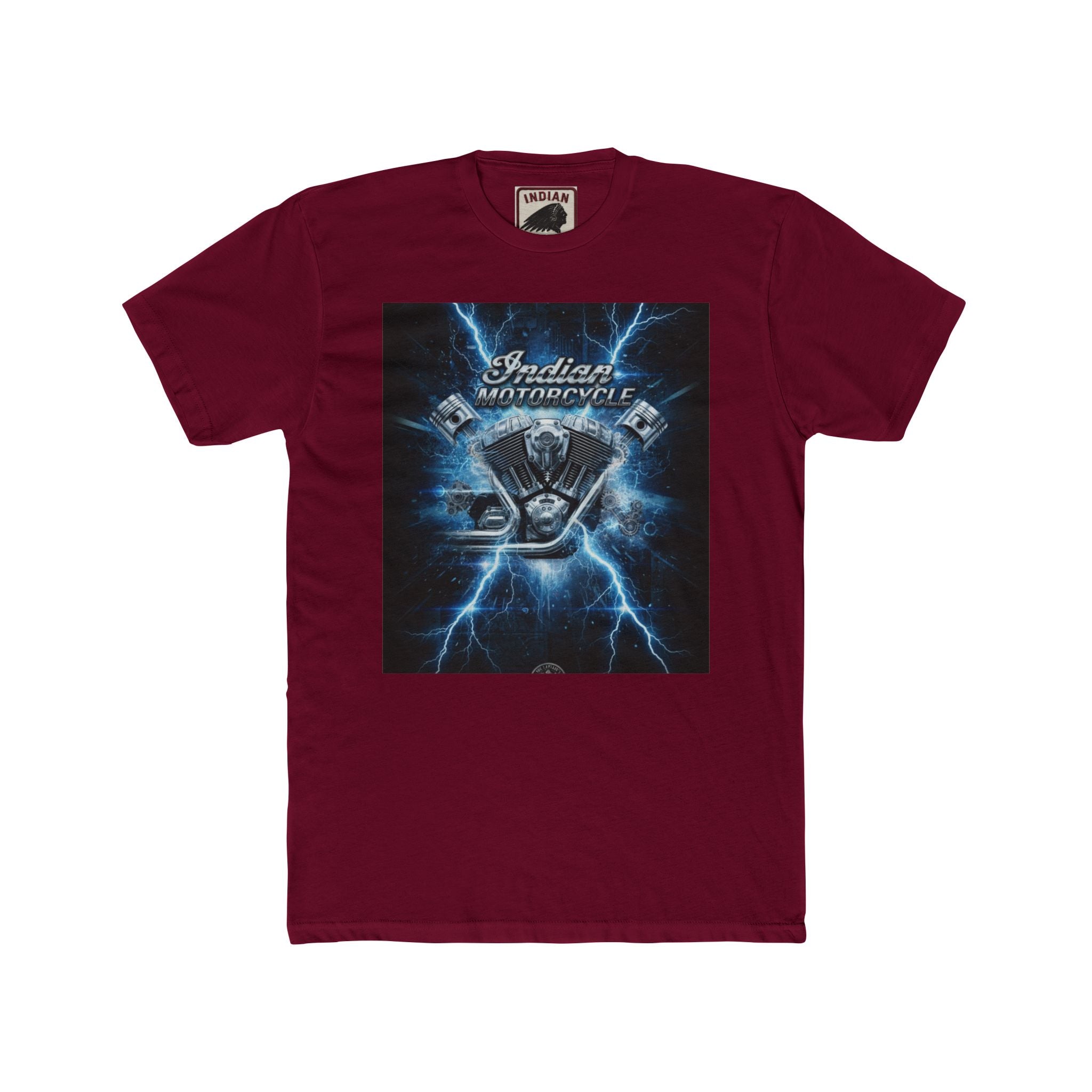 Indian Motorcycle Lightning Engine Tee — Vintage Biker Graphic T-Shirt