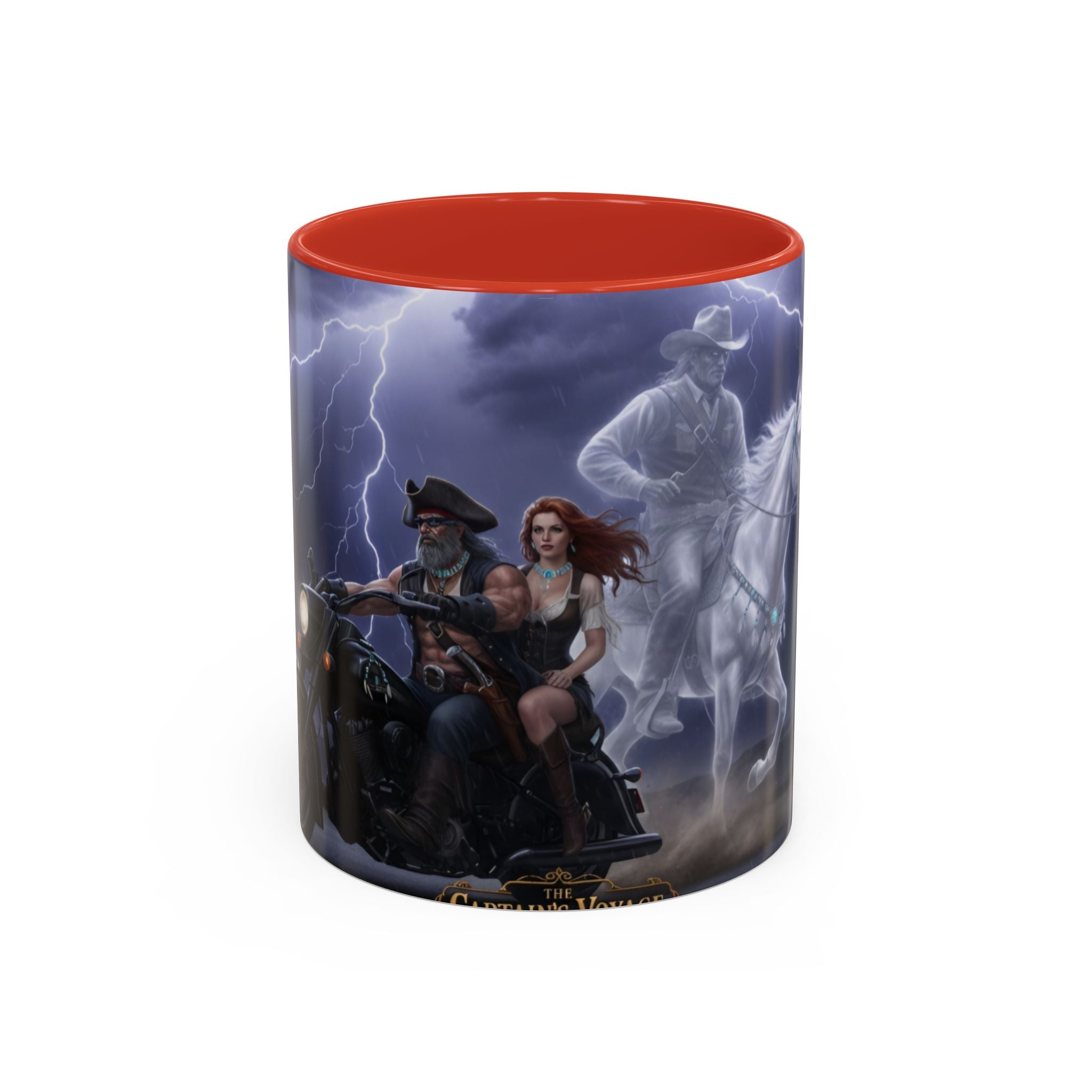 Western Ghost Riders Coffee Mug — Phantom Cowboy & Horse Lightning Accent Mug (11/15oz)