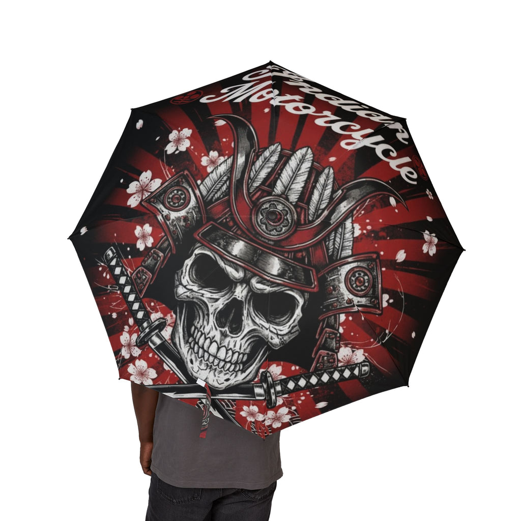 Skull Samurai Foldable Umbrella – Semi-Automatic Compact Rain Shield