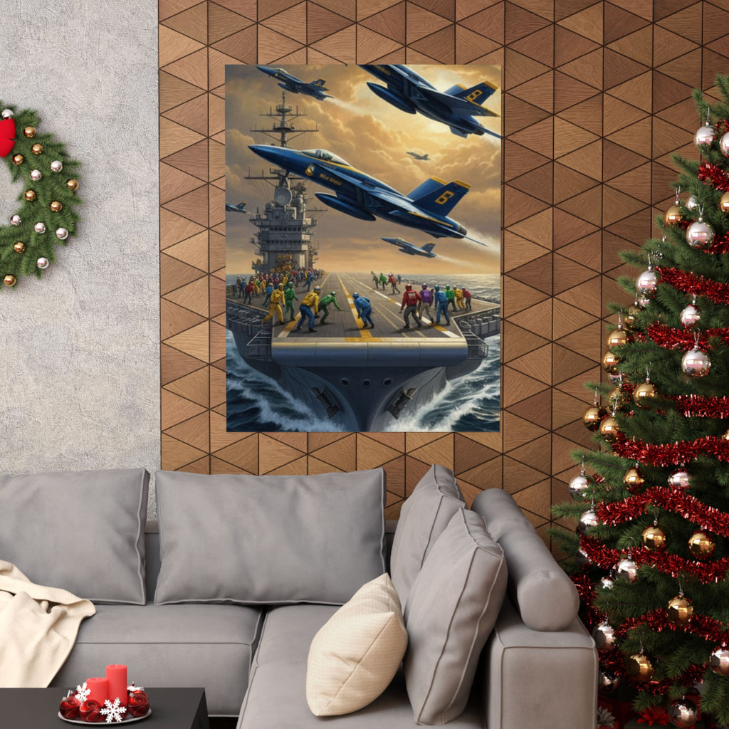 Navy SAR Rescue Helicopter Matte Poster — Dramatic Sea Rescue Art