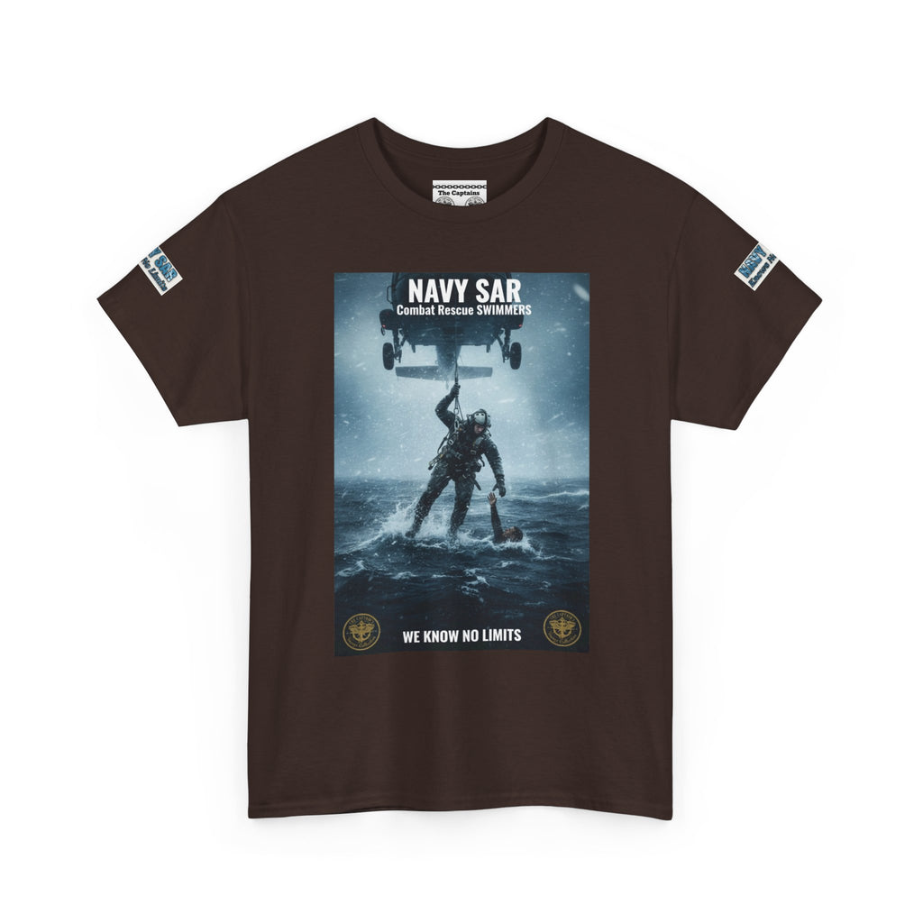 Navy SAR Combat Rescue Swimmers T‑Shirt — "We Know No Limits"