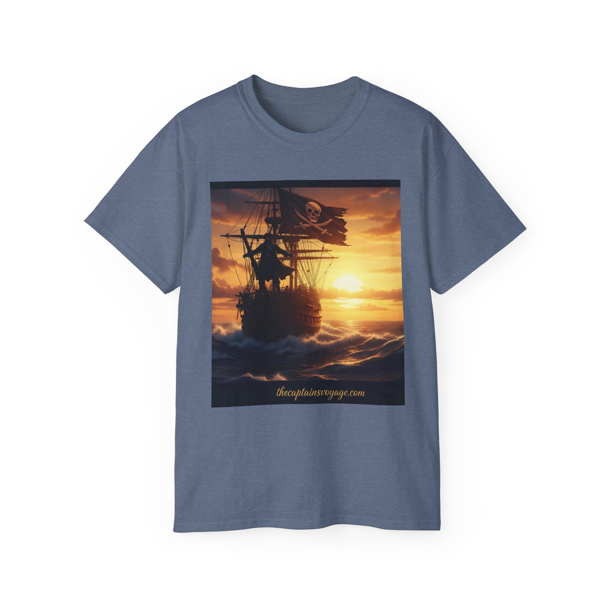 Pirate Ship Sunset Tee – Nautical Pirate Skull Graphic T-Shirt