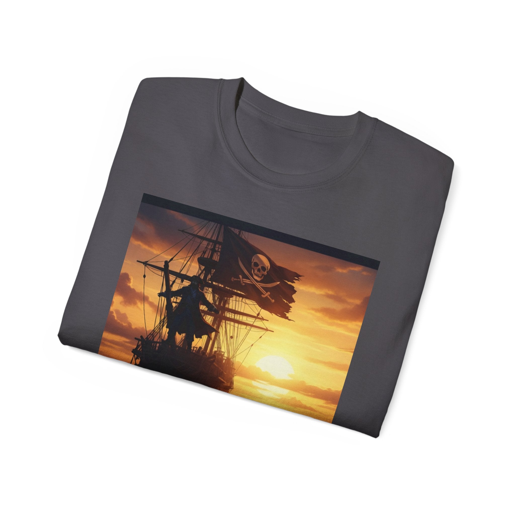Pirate Ship Sunset Tee – Nautical Pirate Skull Graphic T-Shirt
