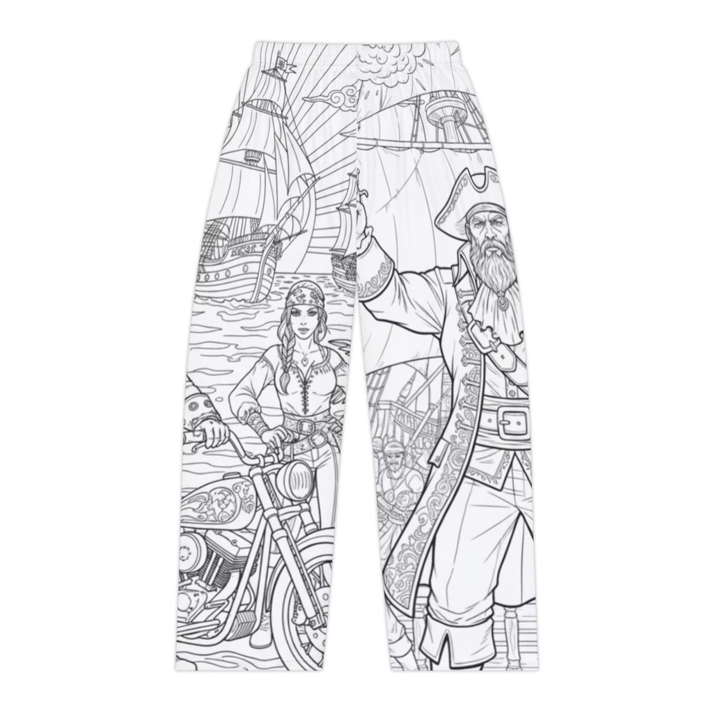 Pirate Adventure Women's Pajama Pants — All-Over Print Coloring Style