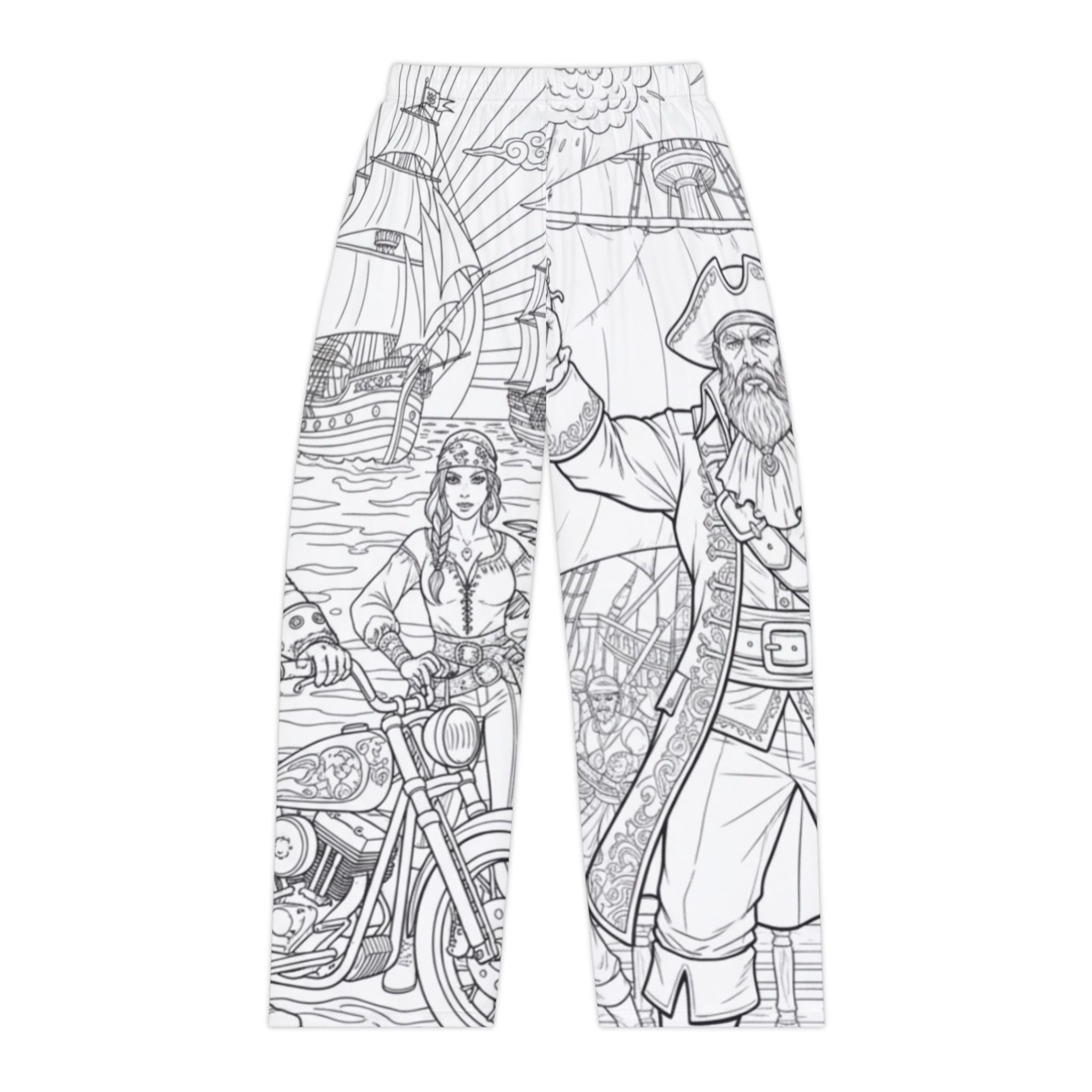 Pirate Adventure Women's Pajama Pants — All-Over Print Coloring Style
