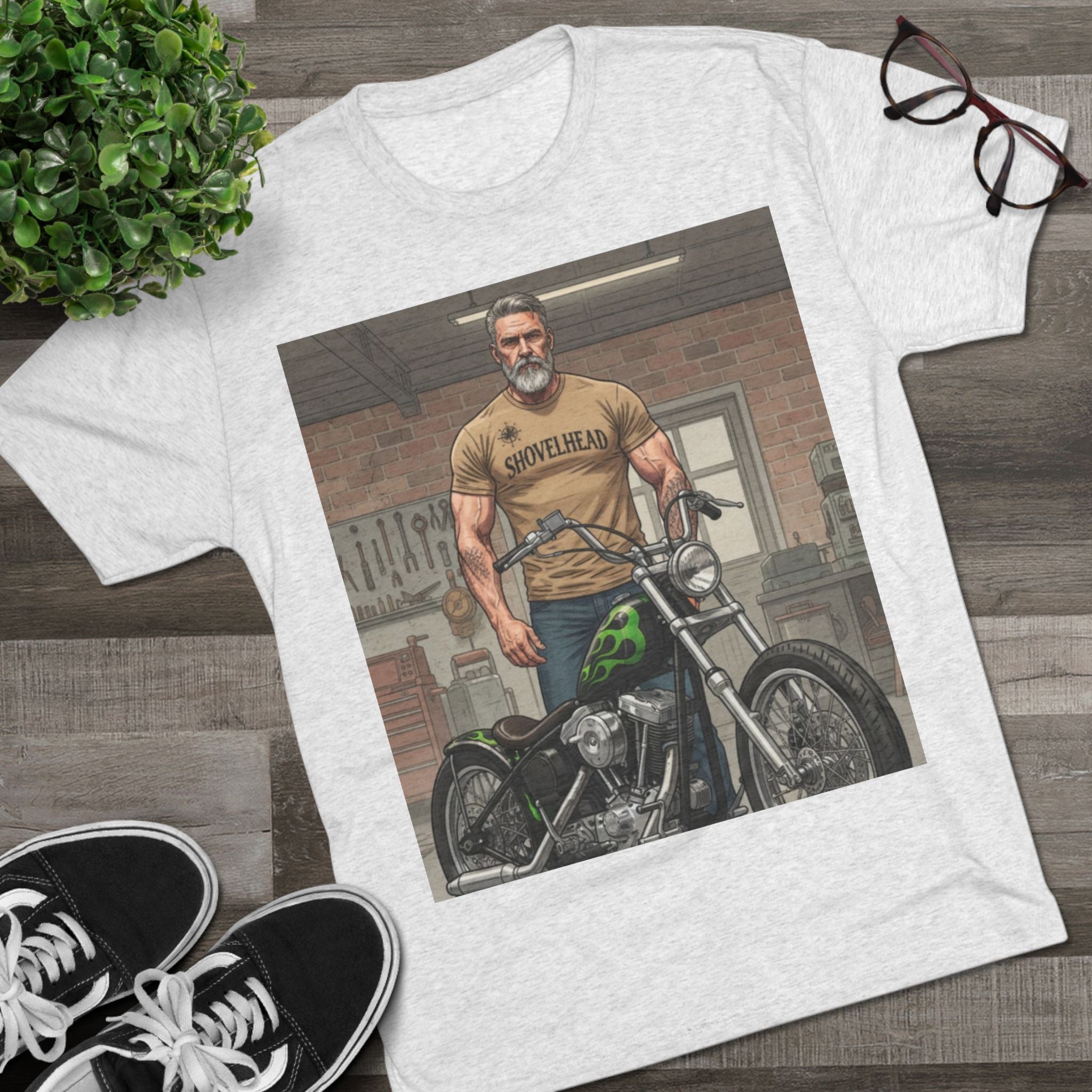Vintage Biker Garage Tee — 'Somewhere' Motorcycle Illustration T-Shirt
