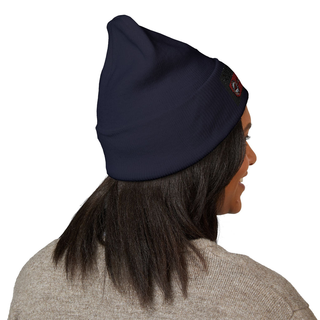 Retro Cassette Embroidered Beanie — Vintage Music Knit Hat