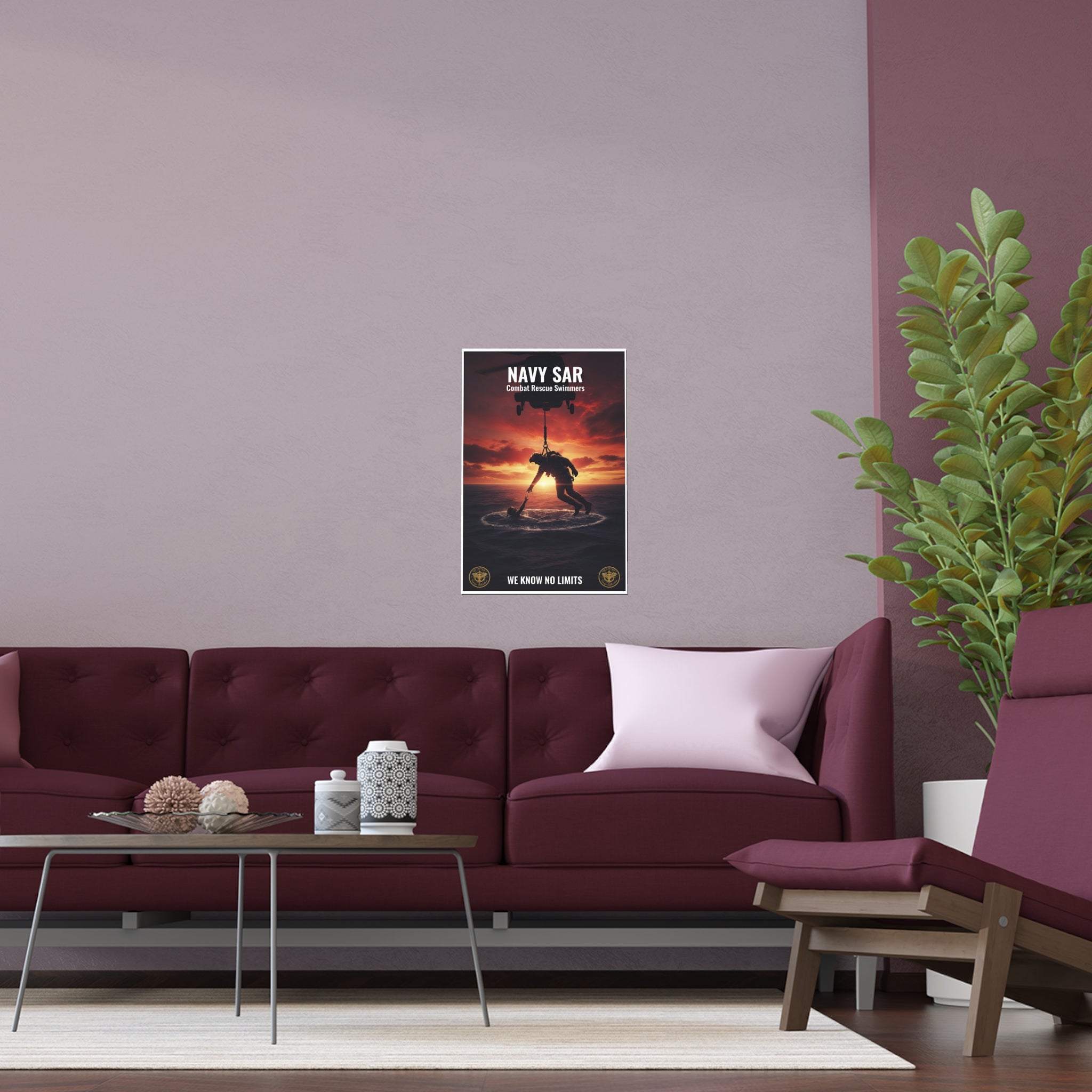 Navy SAR Combat Rescue Swimmers Silk Poster – Military Helicopter Rescue Wall Art