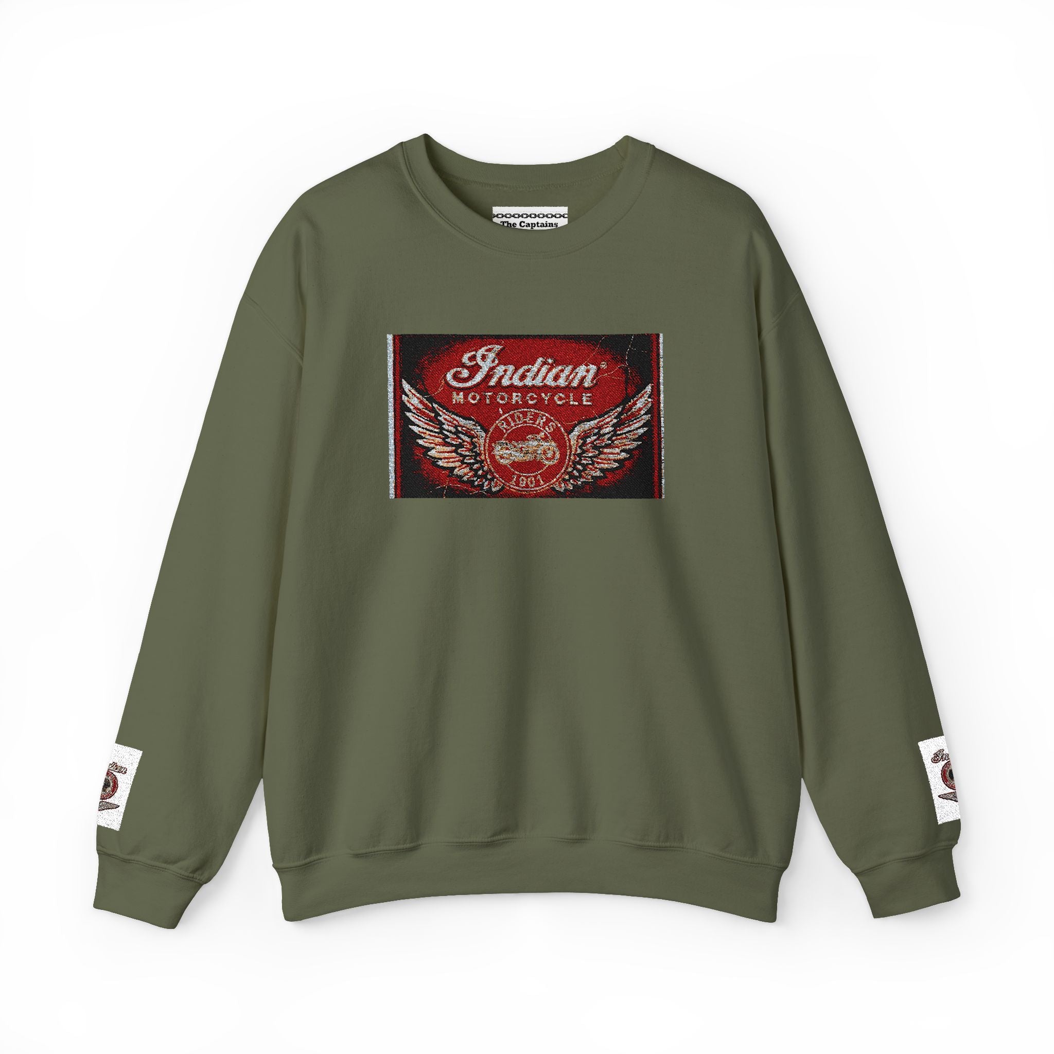 Vintage Motorcycle Crewneck Sweatshirt — 'Indian Motorcycles' Winged Logo