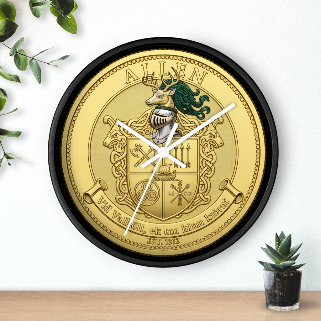 Wall Clock — Aitken Family Crest Gold Coat of Arms Clock