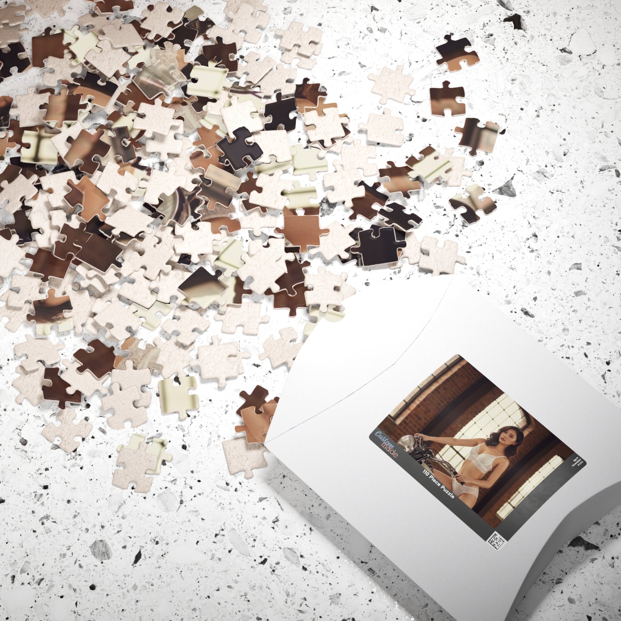 Vintage Motorcycle Pin-Up Puzzle – 520/1014 Piece Photo Jigsaw