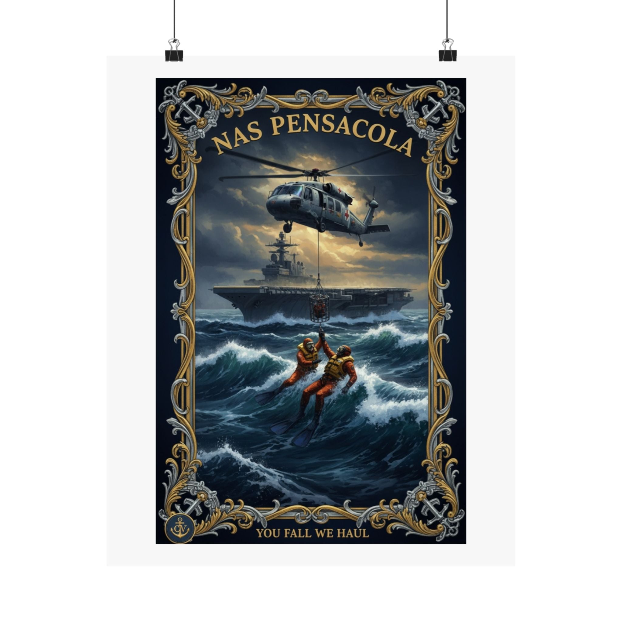 NAS Pensacola Rescue Poster — Matte Vertical Military Wall Art
