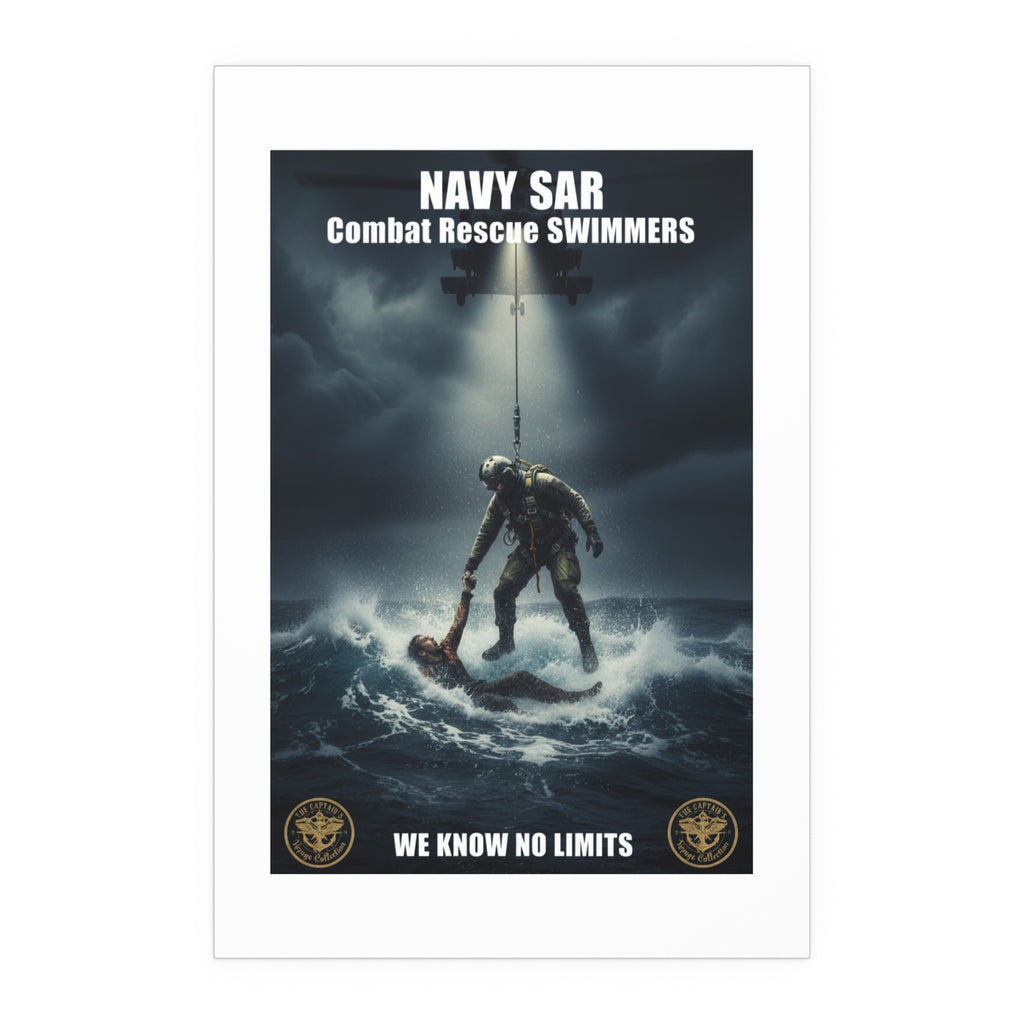 Rescue Diver Silk Poster — Dramatic Ocean Rescue Wall Art