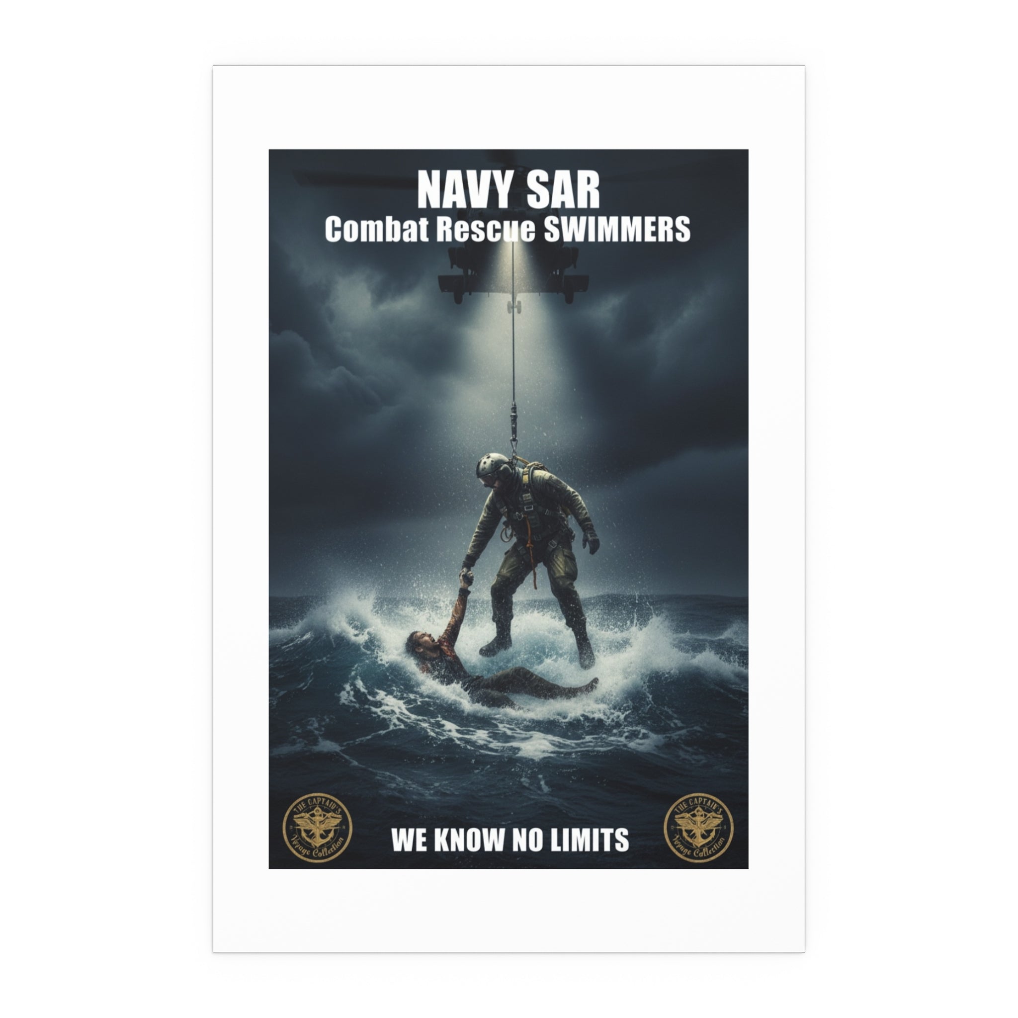 Rescue Diver Silk Poster — Dramatic Ocean Rescue Wall Art