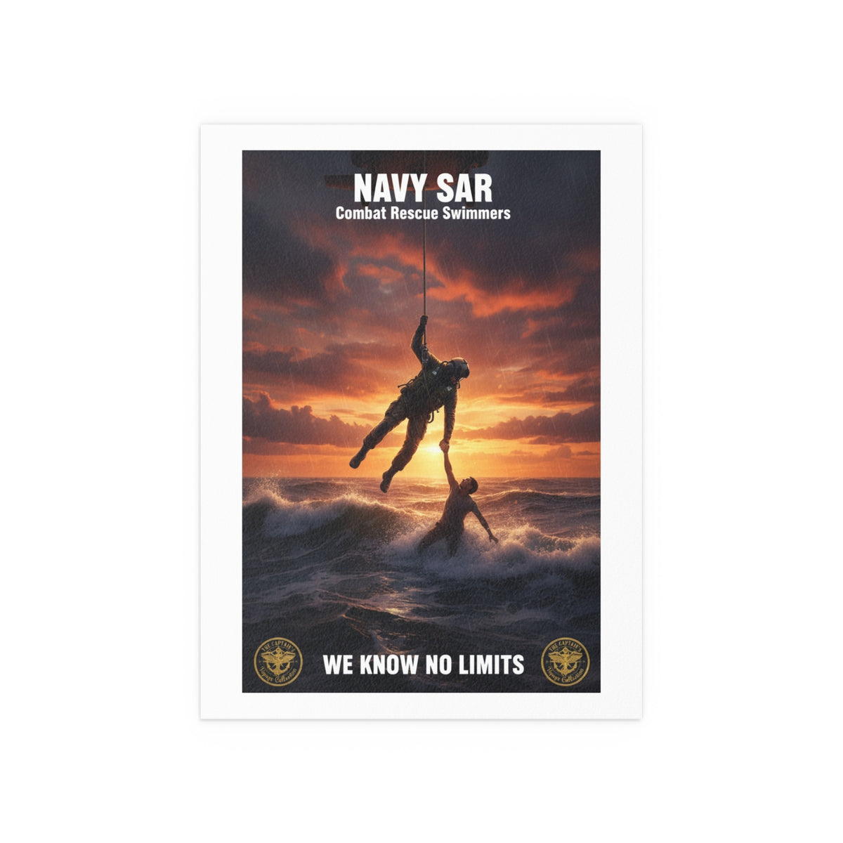 Navy SAR Combat Rescue Swimmers Silk Poster — “We Know No Limits” Indoor/Outdoor Wall Art