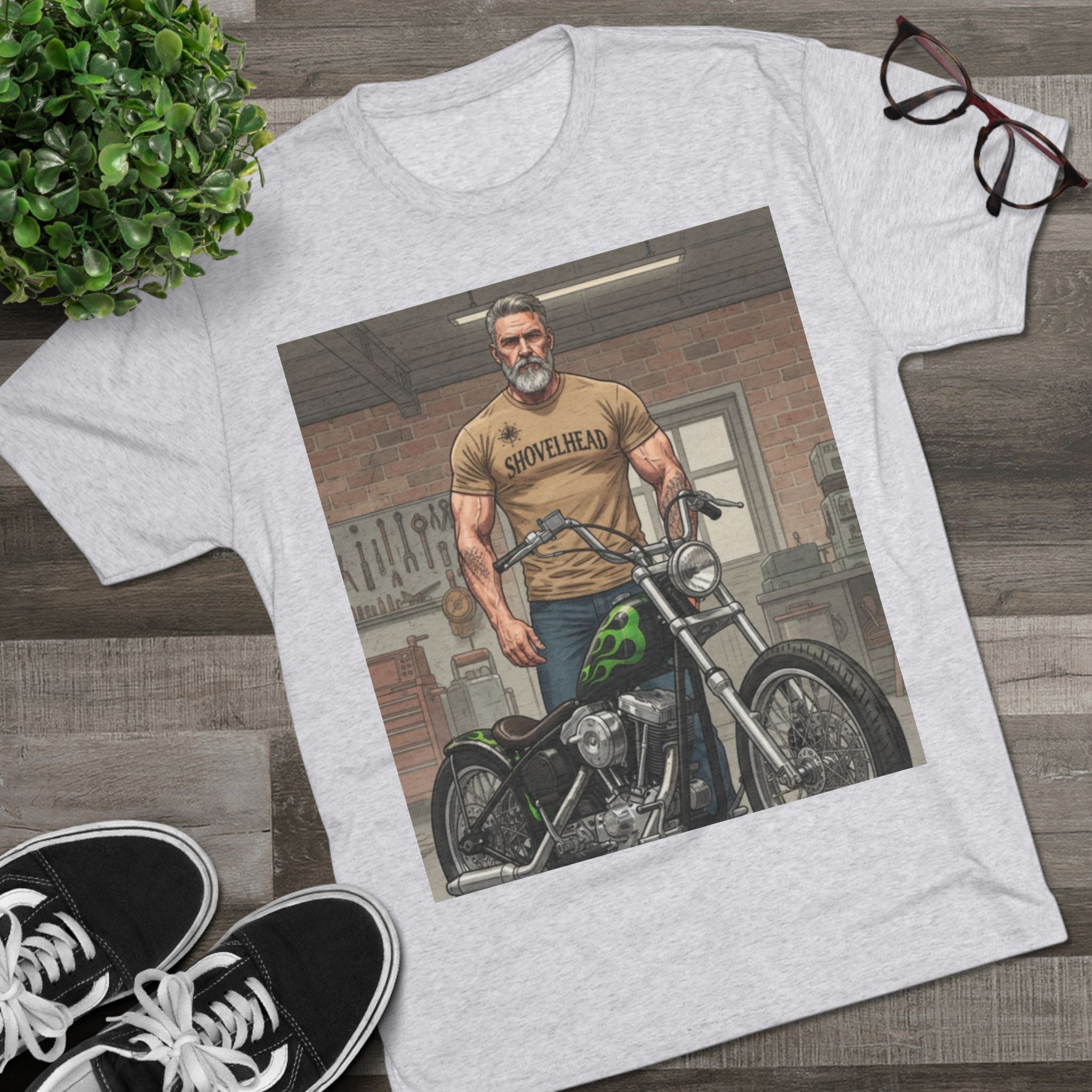 Vintage Biker Garage Tee — 'Somewhere' Motorcycle Illustration T-Shirt