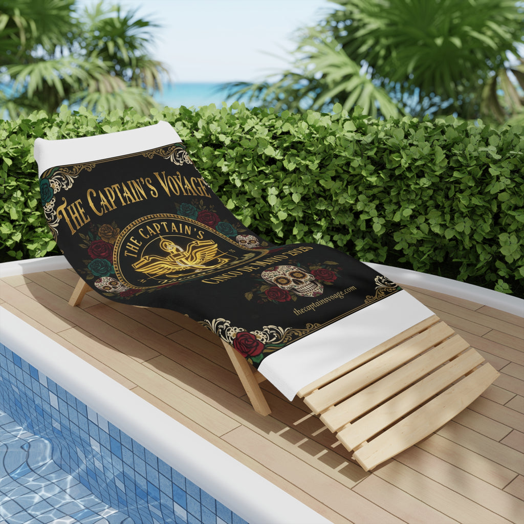 Cinco de Mayo 2026 Captain's Voyage Beach Towel — Nautical Anchor Day of the Dead Design