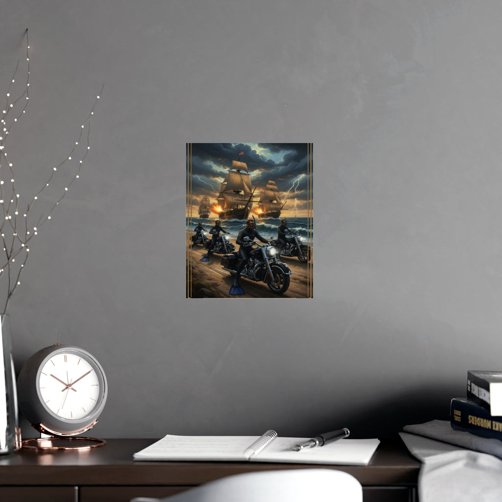 Riders Club Matte Poster — Sea Captain Bikers Vintage Nautical Wall Art