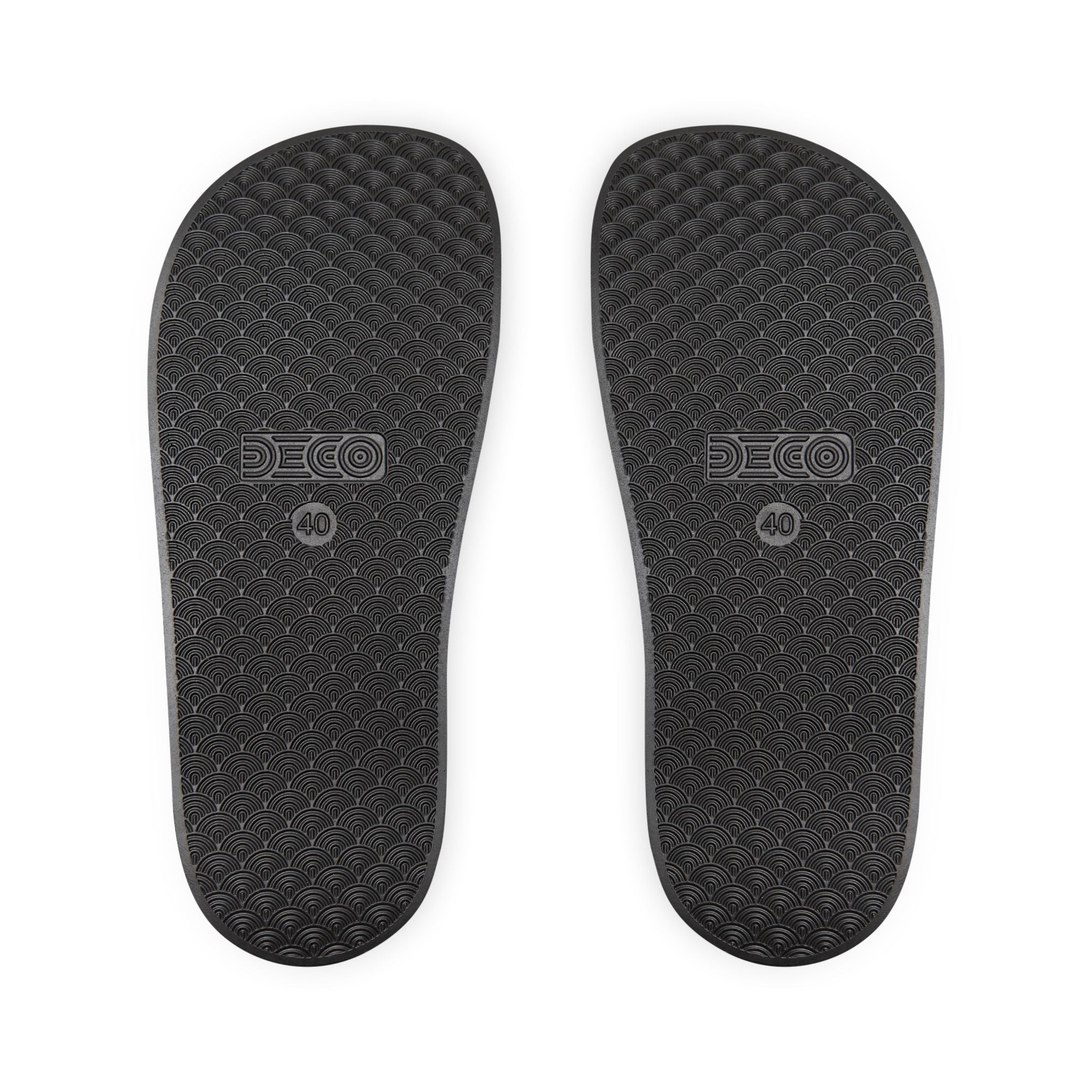 Men's Custom Slide Sandals — Removable Strap Graphic Slides (Motorcycle Emblem Design)