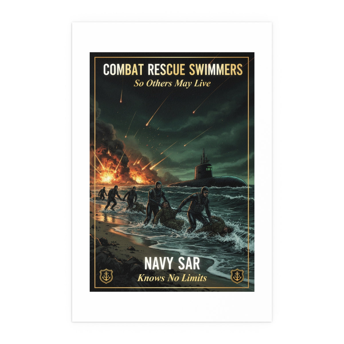 Navy SAR Combat Rescue Swimmers Silk Poster — 'So Others May Live' Indoor/Outdoor Print