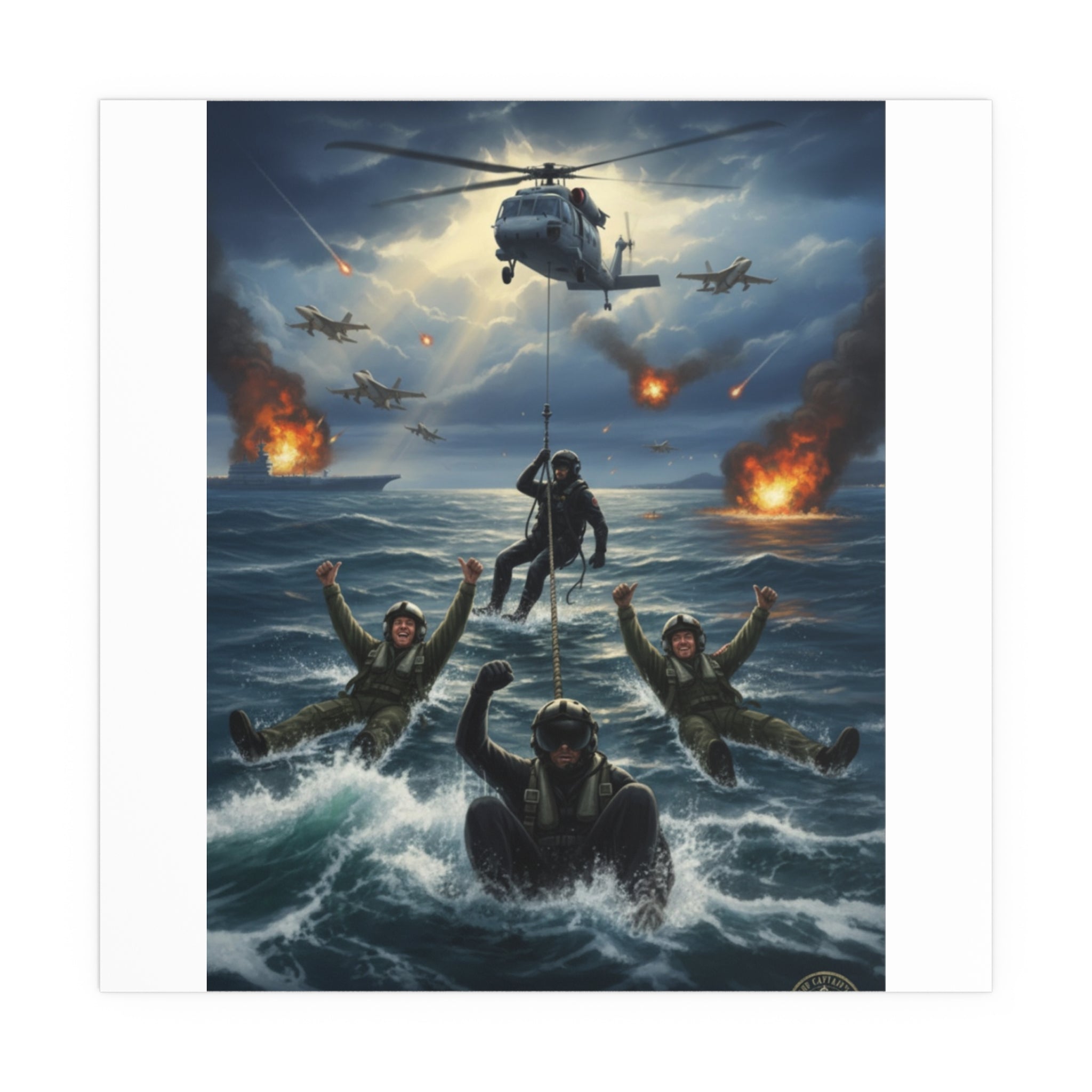 Rescue Swimmer Silk Poster — NAS Pensacola Military Aviation Art (Indoor/Outdoor)