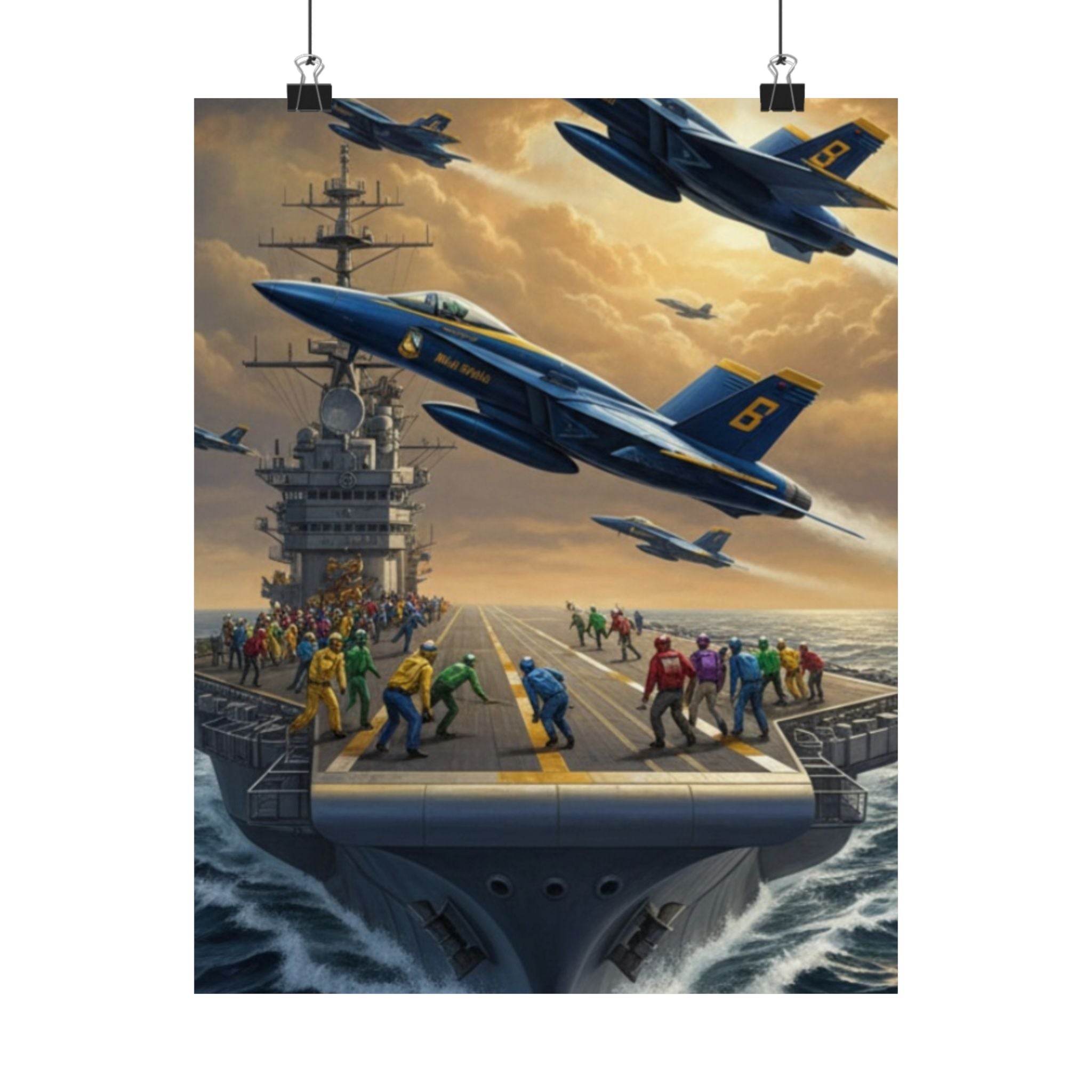 Navy SAR Rescue Helicopter Matte Poster — Dramatic Sea Rescue Art