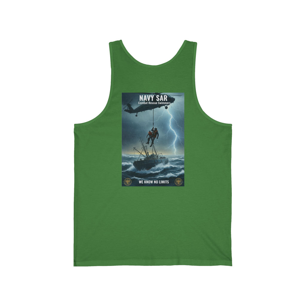 Navy SAR Combat Rescue Tank Top — "We Know No Limits" Military Graphic Tank