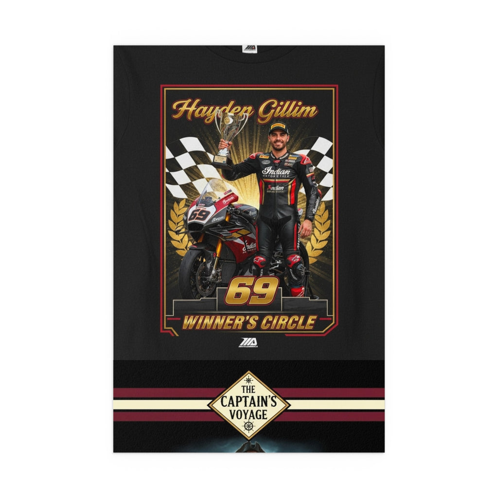 Racing Champion Silk Poster — “Winner’s Circle 69” Motorcycle Wall Art (Indoor/Outdoor)