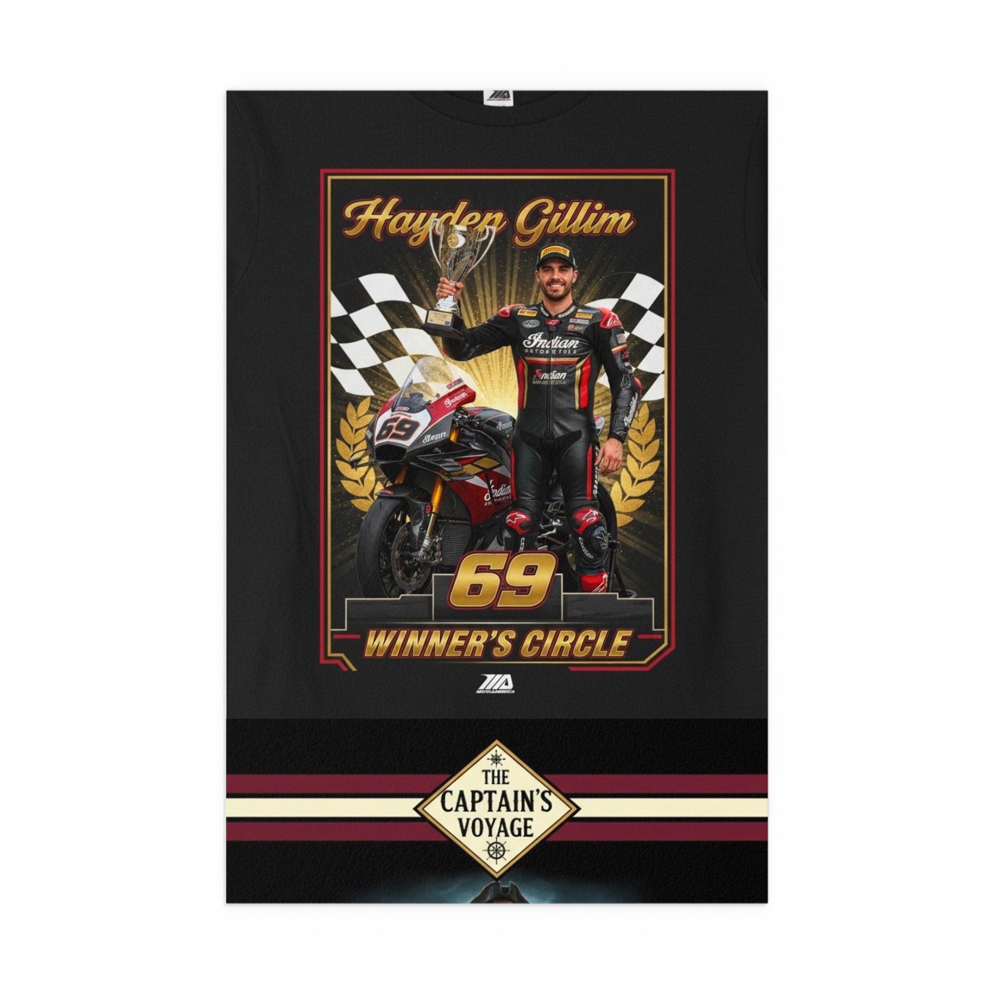 Racing Champion Silk Poster — “Winner’s Circle 69” Motorcycle Wall Art (Indoor/Outdoor)