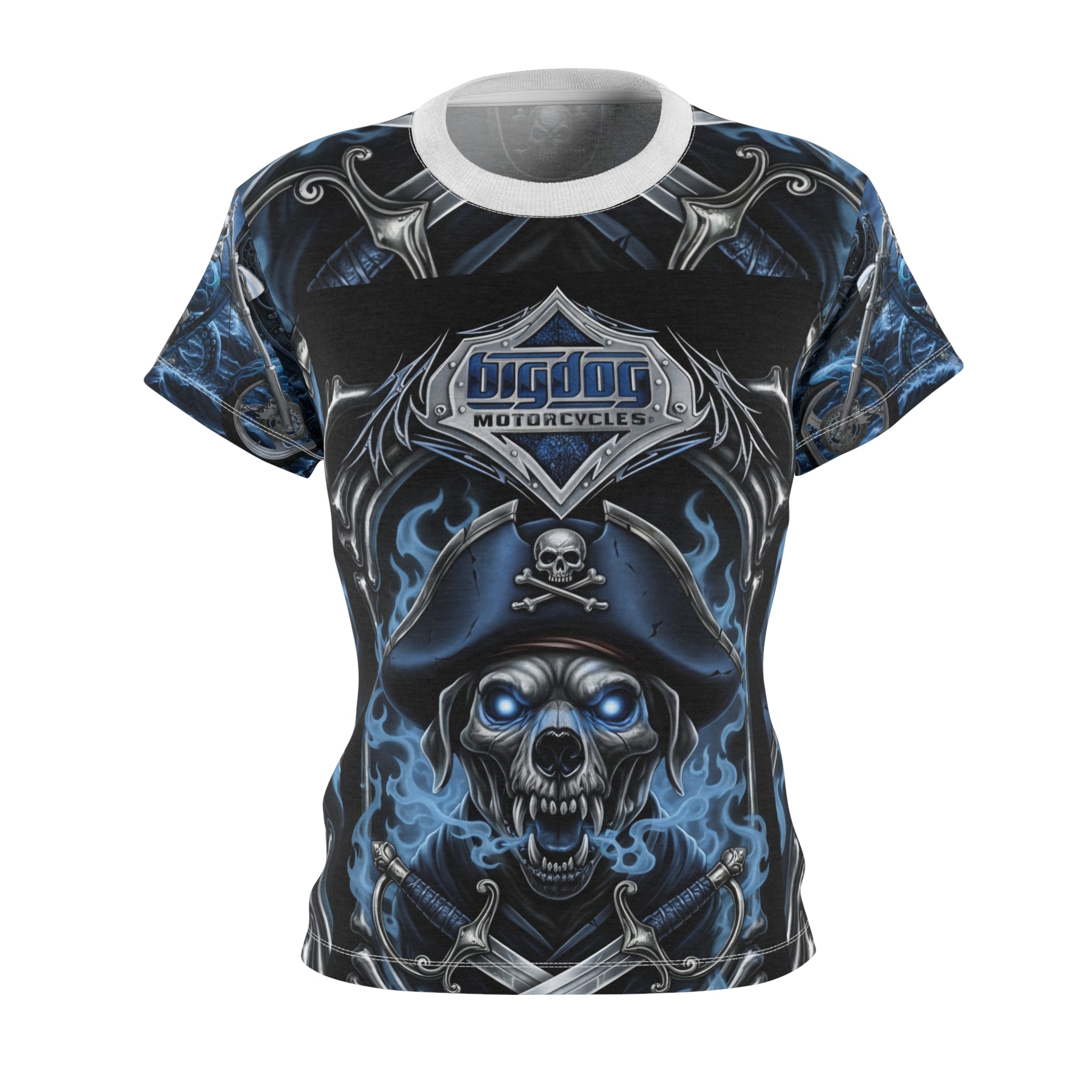 Skull Pirate Motorcycle Tee — Women's Cut & Sew