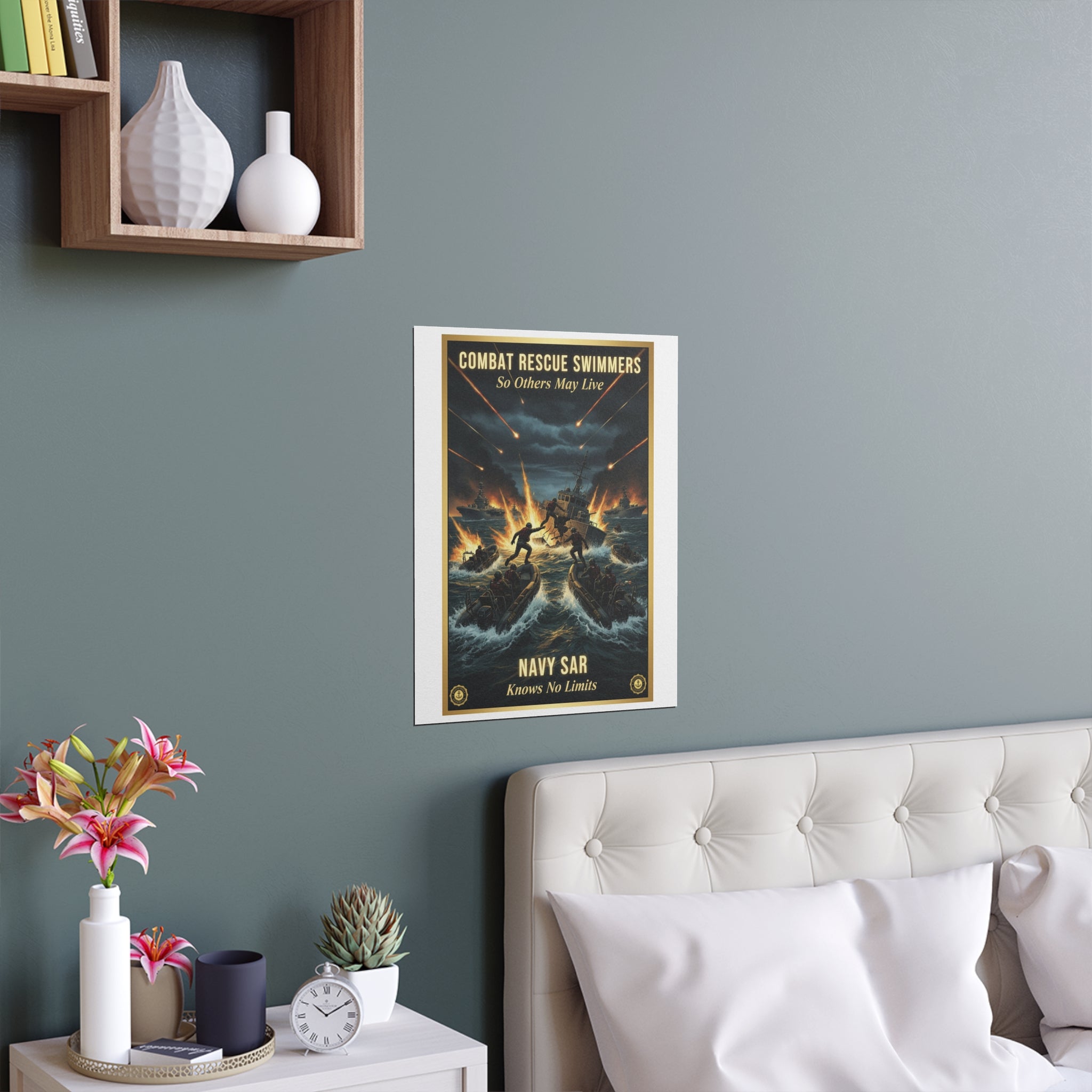 Combat Rescue Swimmers Silk Poster — 'So Others May Live' Navy SAR Wall Art