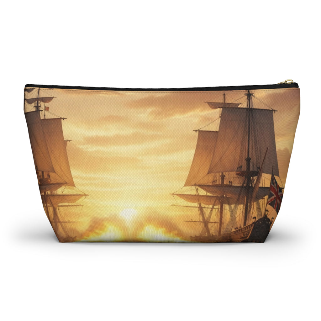 Vintage Naval Battle Accessory Pouch — Sunset Warship Makeup Bag