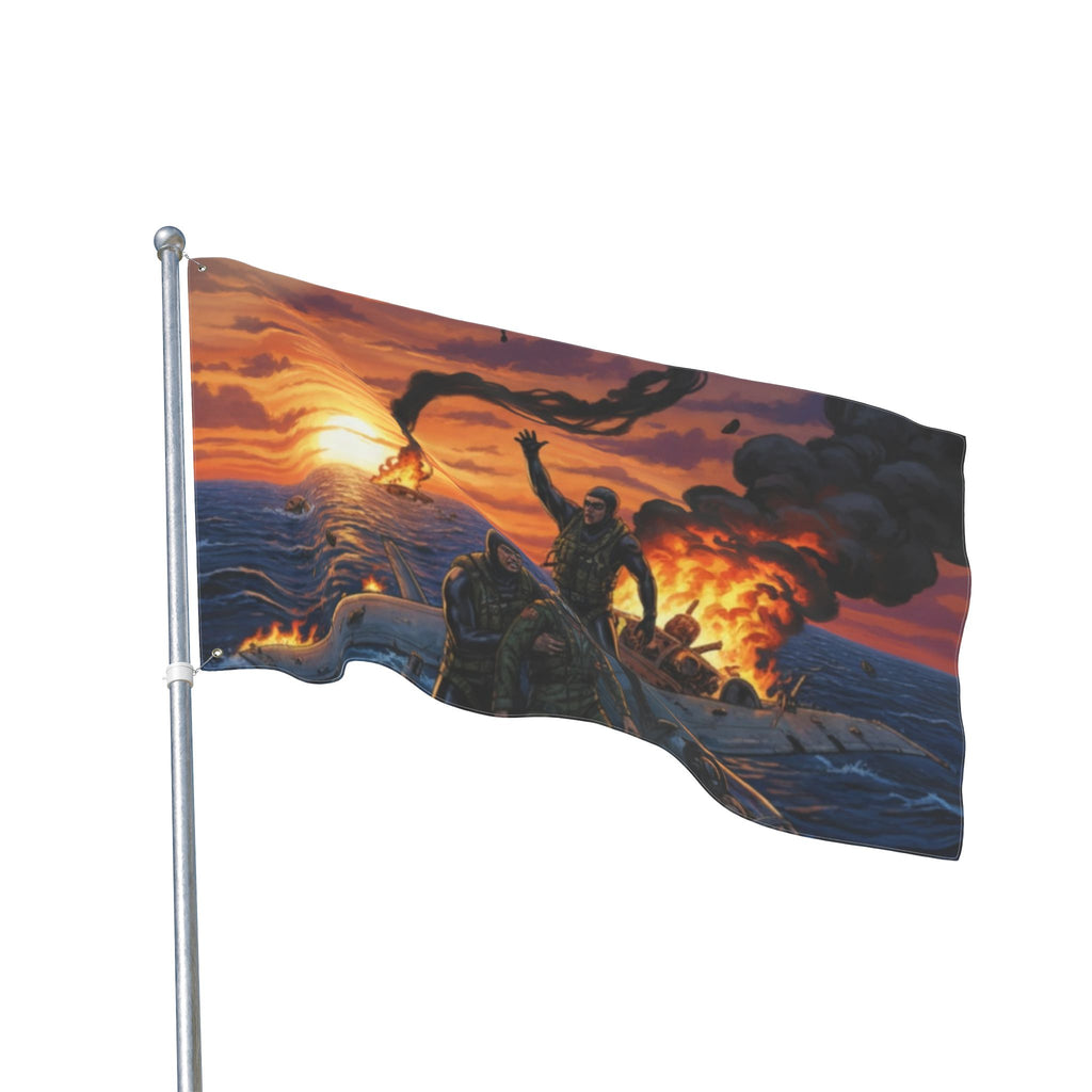Double-Sided Nautical Rescue Flag — Navy SAR Search & Rescue Scene