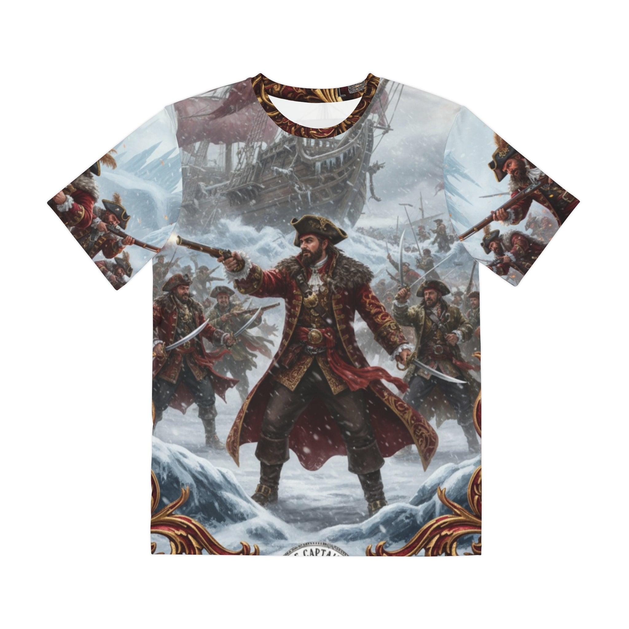 Pirate Captain All-Over Print Tee — Vintage Naval Battle Graphic