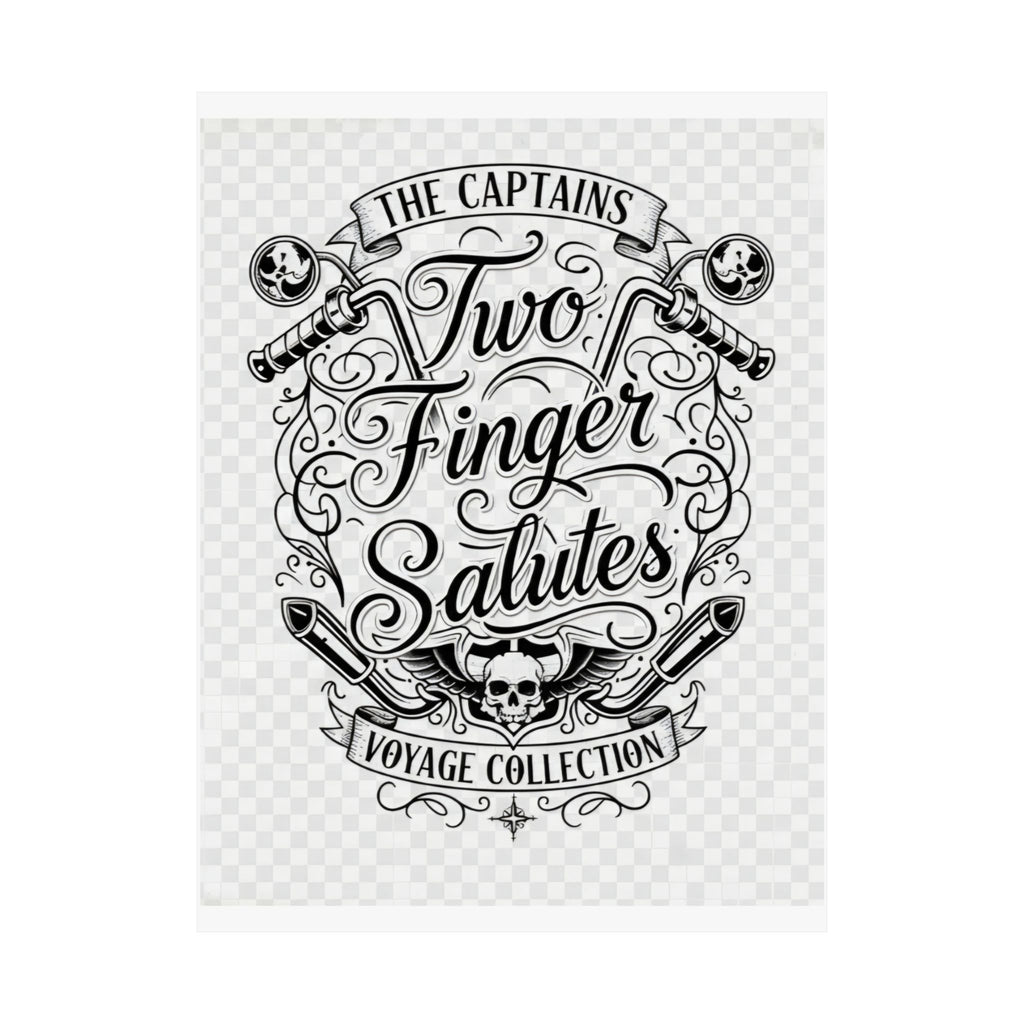 Two Finger Salutes Poster — Vintage Nautical Skull Voyage Wall Art