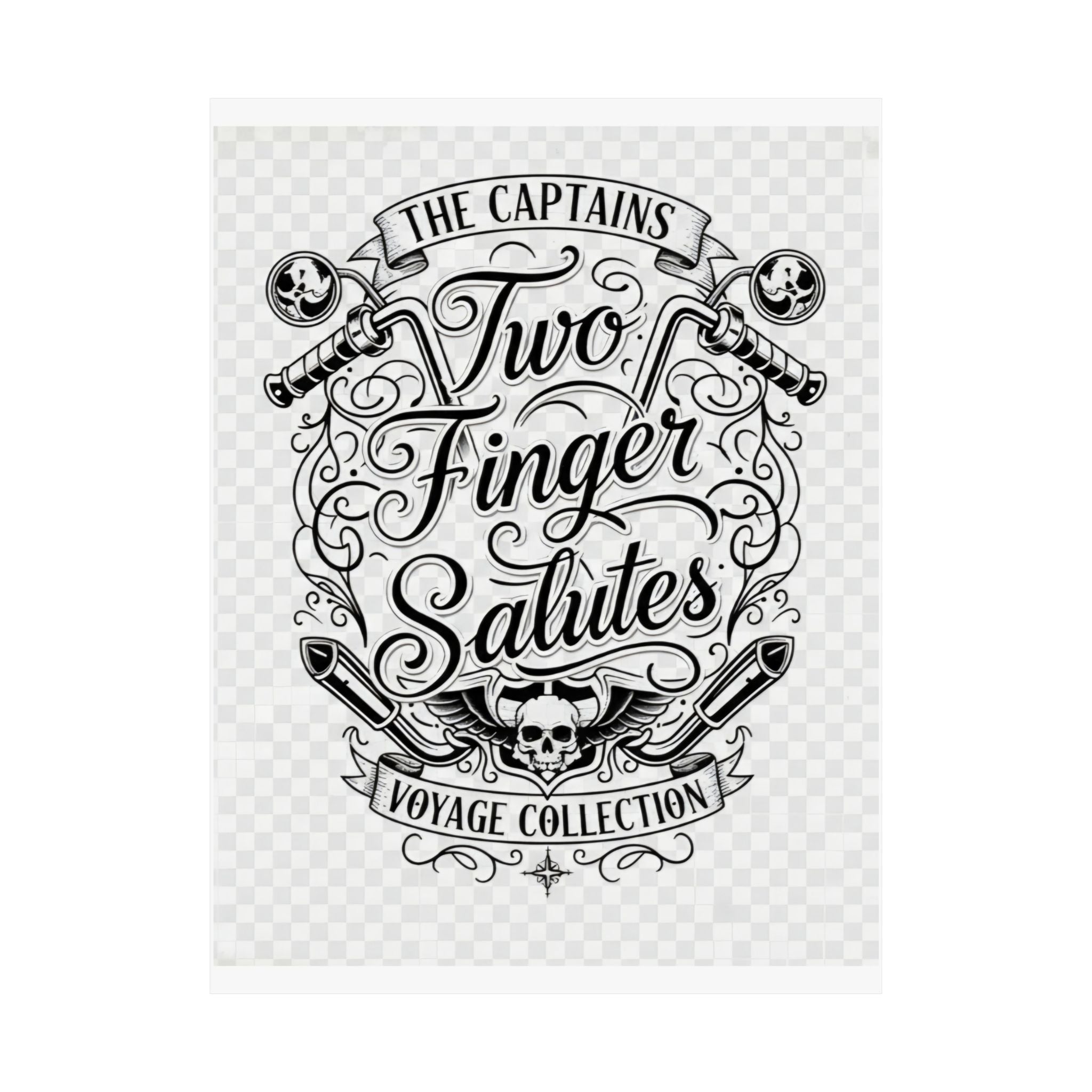 Two Finger Salutes Poster — Vintage Nautical Skull Voyage Wall Art