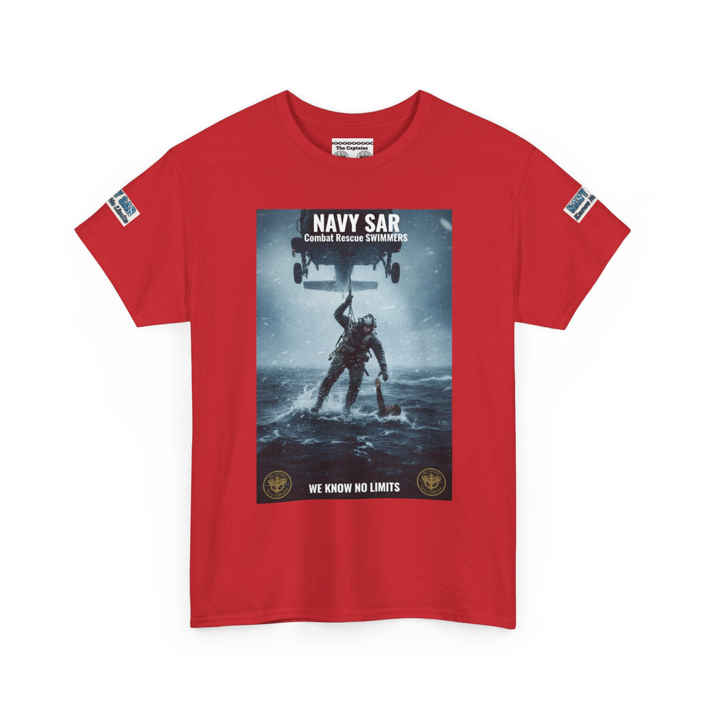 Navy SAR Combat Rescue Swimmers T‑Shirt — "We Know No Limits"