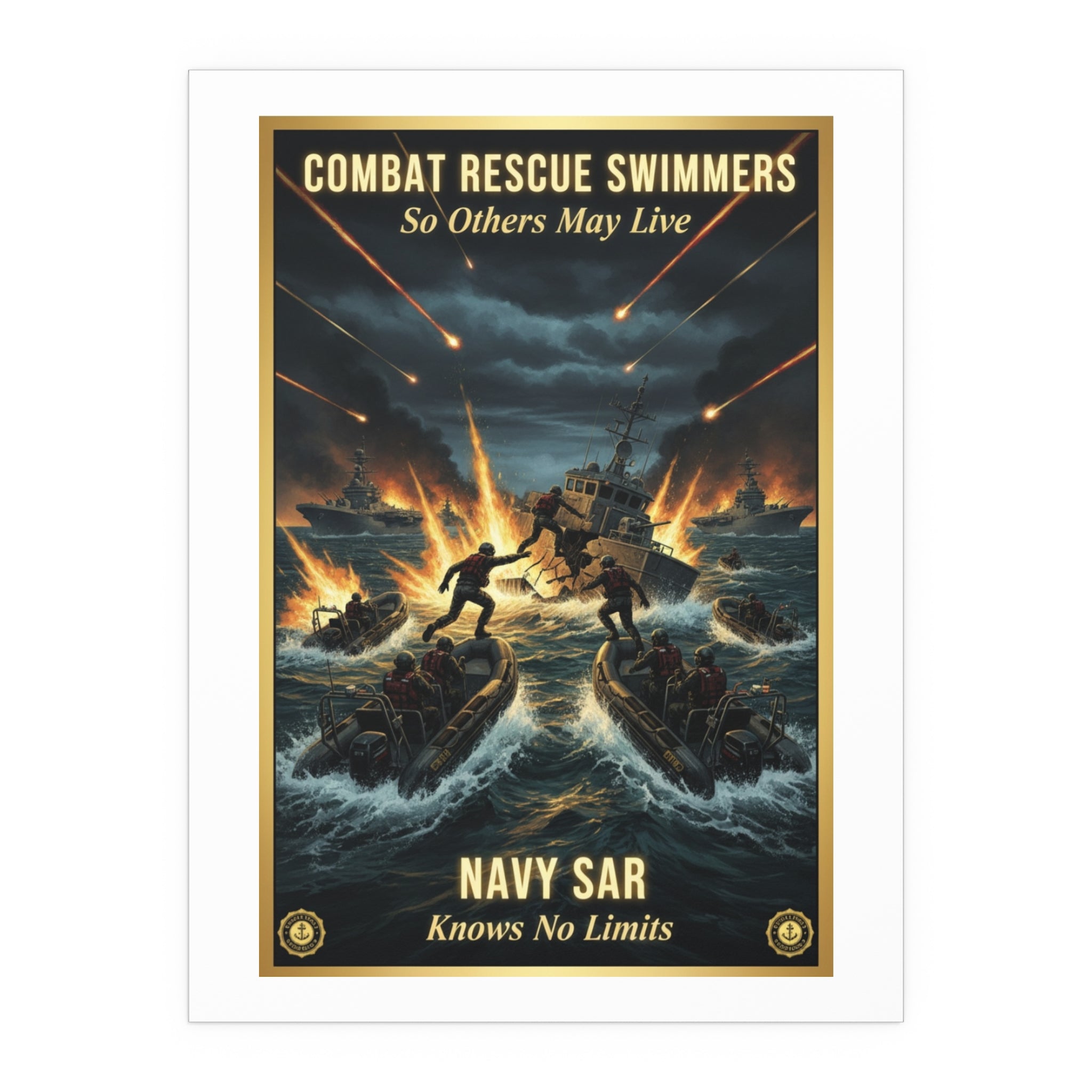 Combat Rescue Swimmers Silk Poster — 'So Others May Live' Navy SAR Wall Art