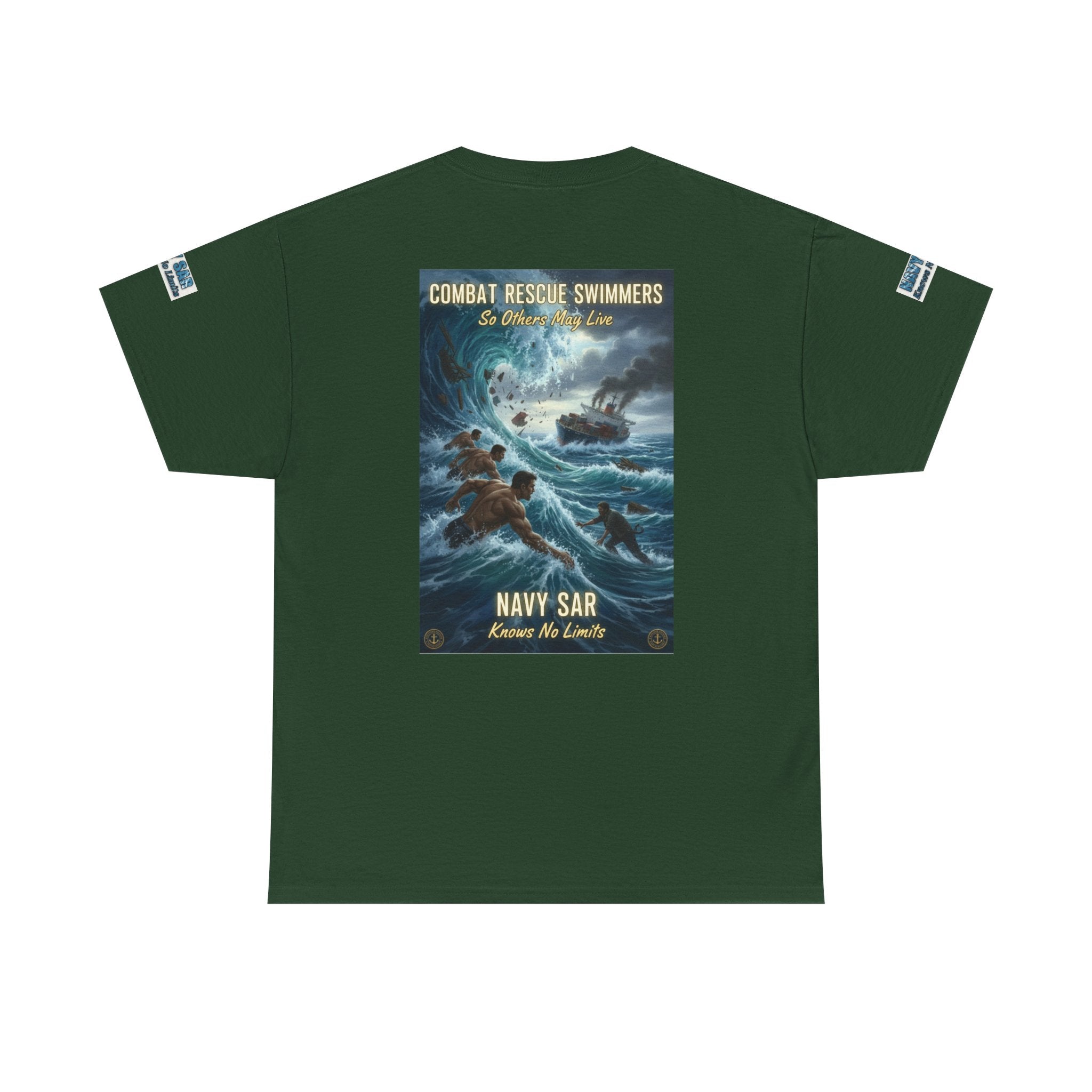 Navy SAR Combat Rescue Swimmers T‑Shirt — "We Know No Limits"