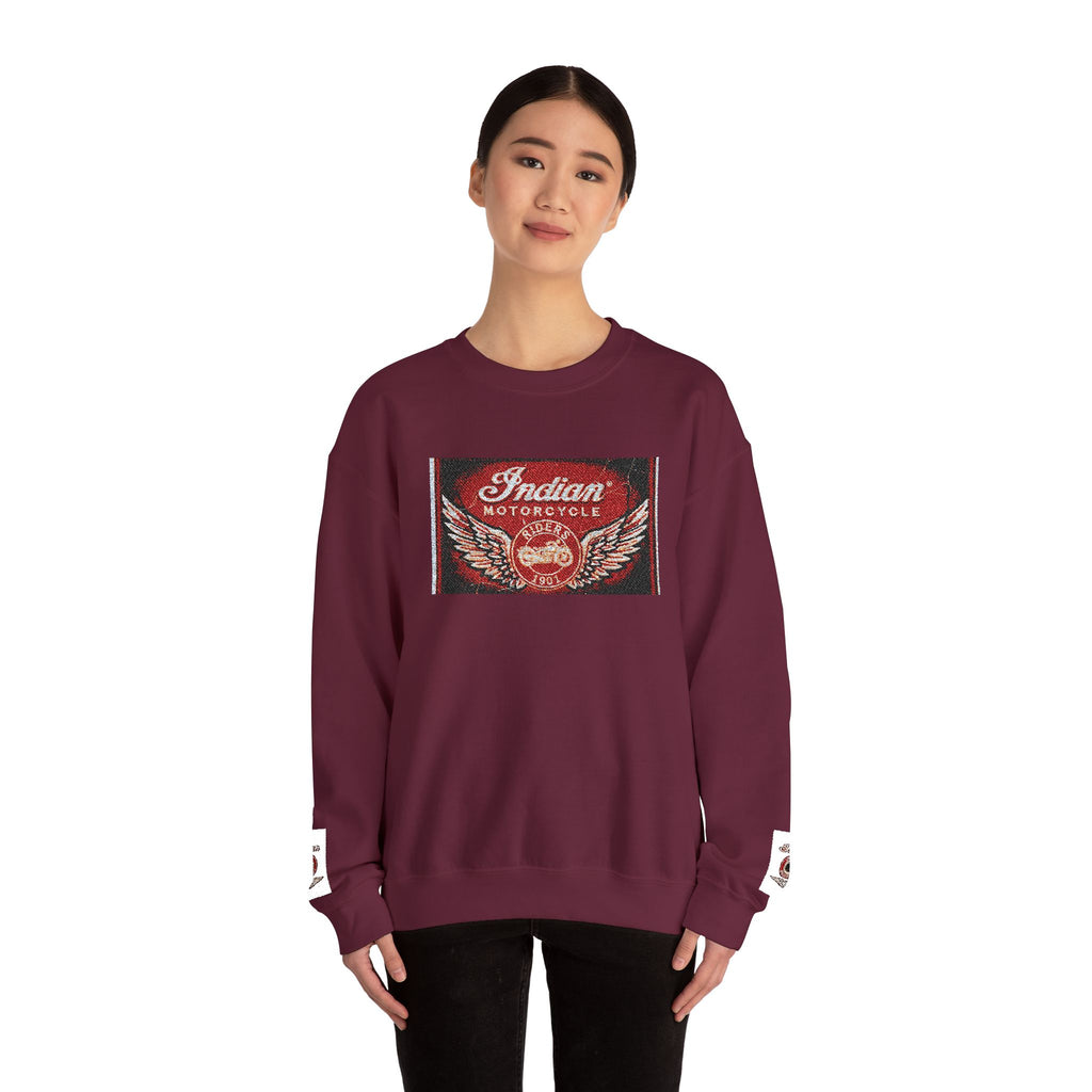 Vintage Motorcycle Crewneck Sweatshirt — 'Indian Motorcycles' Winged Logo