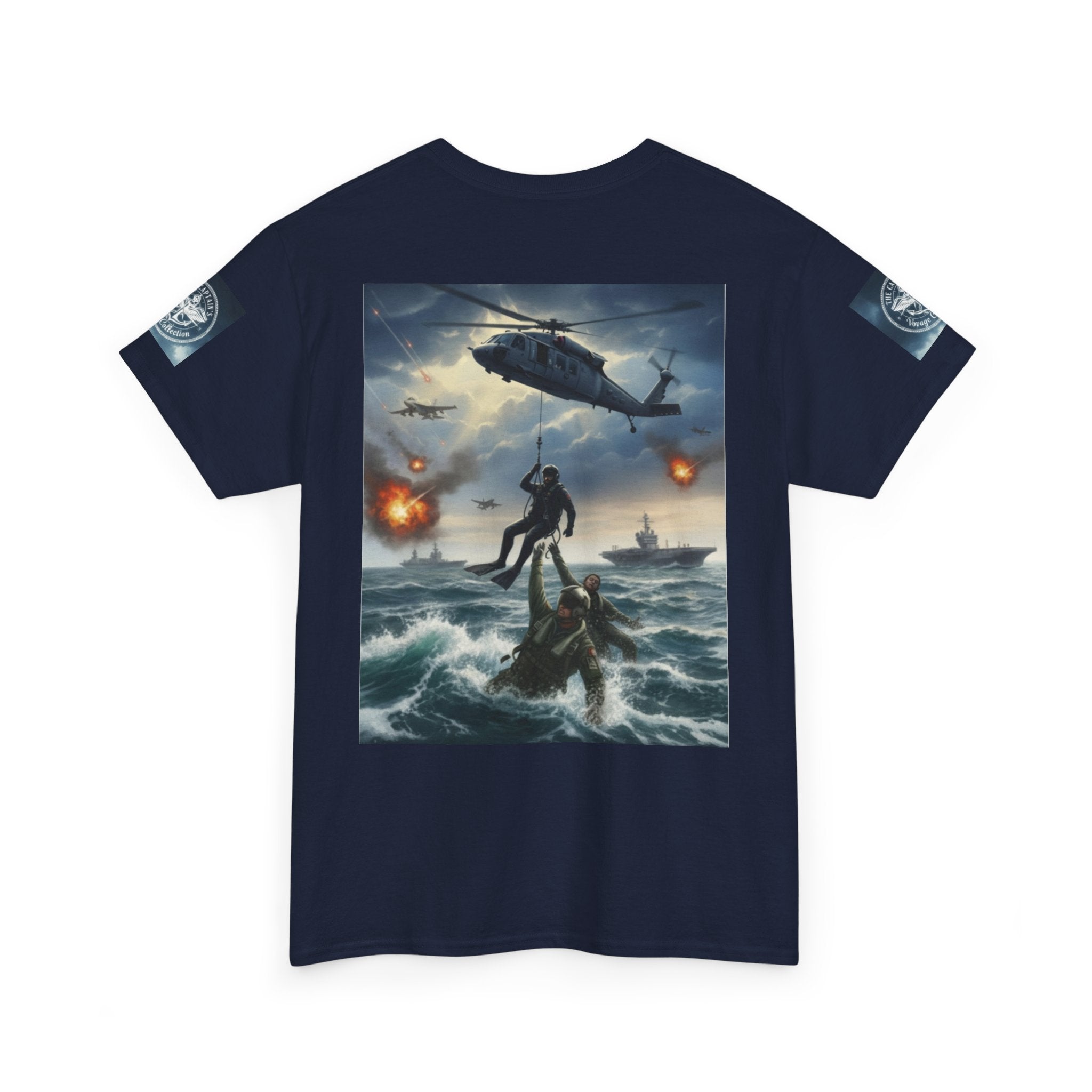 Navy Search & Rescue Graphic Tee — SAR Helicopter Rescue Scene