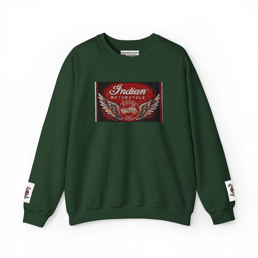 Vintage Motorcycle Crewneck Sweatshirt — 'Indian Motorcycles' Winged Logo